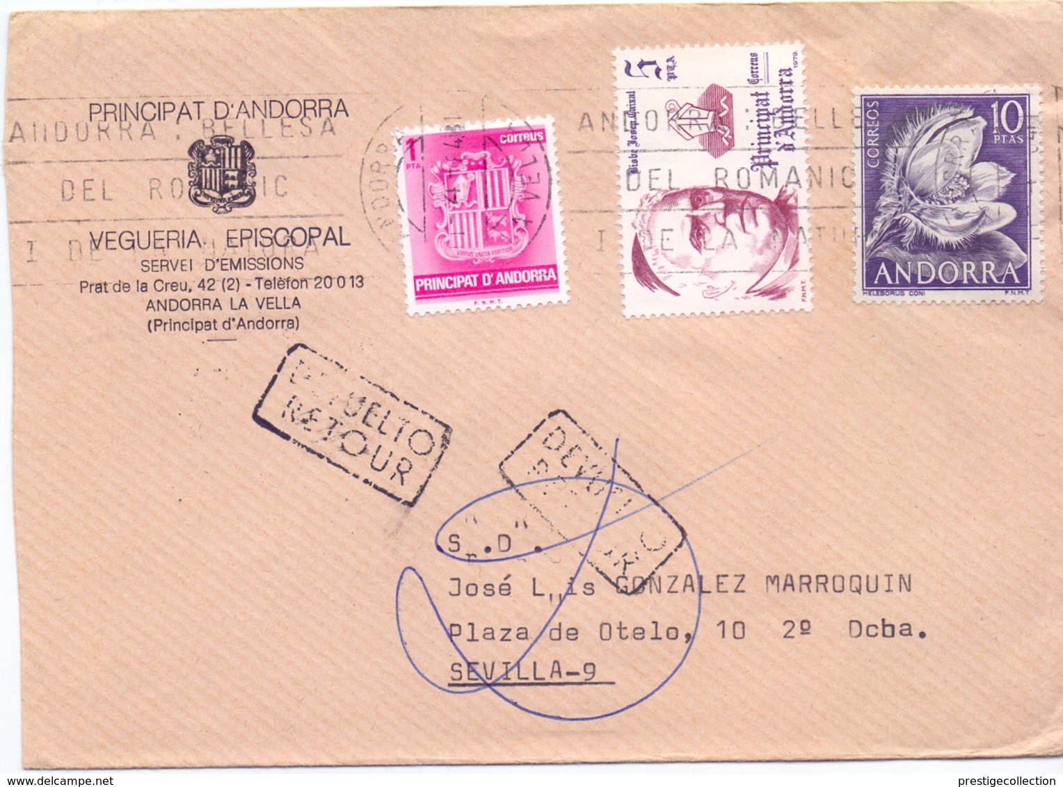 RACCOMANDATA COVER ANDORRA PRINCIPATO 1984 BELLES   (MAGG20314) - Episcopal Viguerie