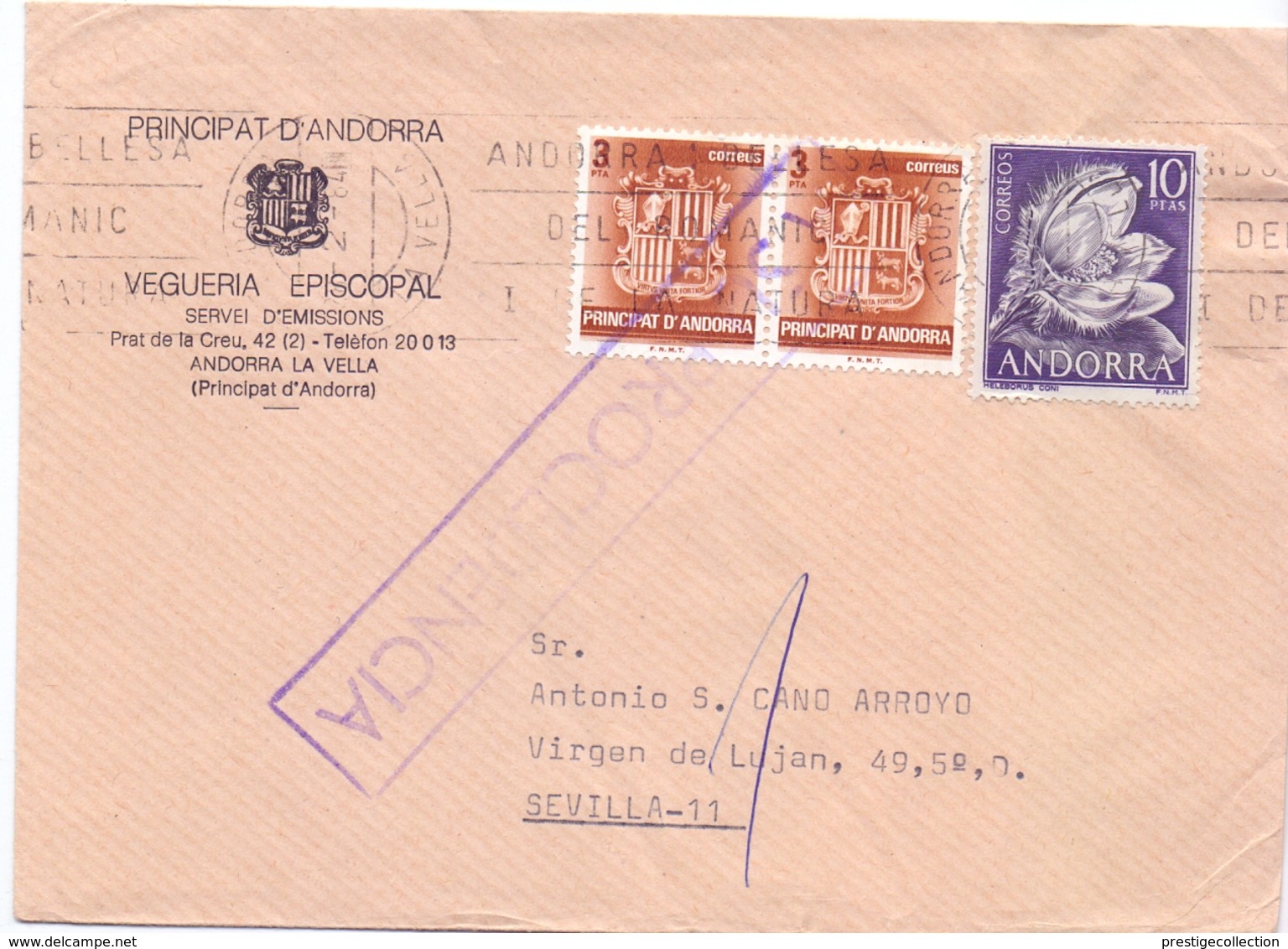 RACCOMANDATA COVER ANDORRA PRINCIPATO 1984 BELLESA ROMANIC LA NATURA    (MAGG20319) - Vicariato Episcopale