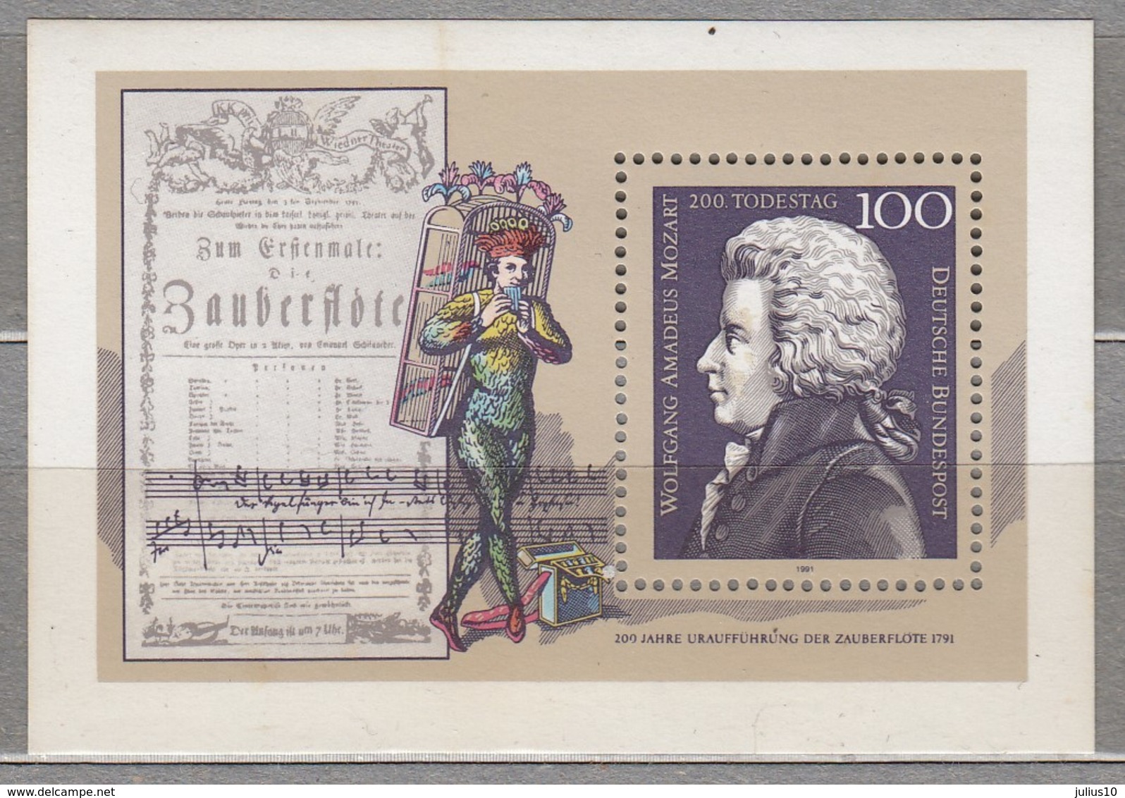 GERMANY BRD 1991 Music Mozart MNH(**) Mi Bl 28 #21749 - Other & Unclassified