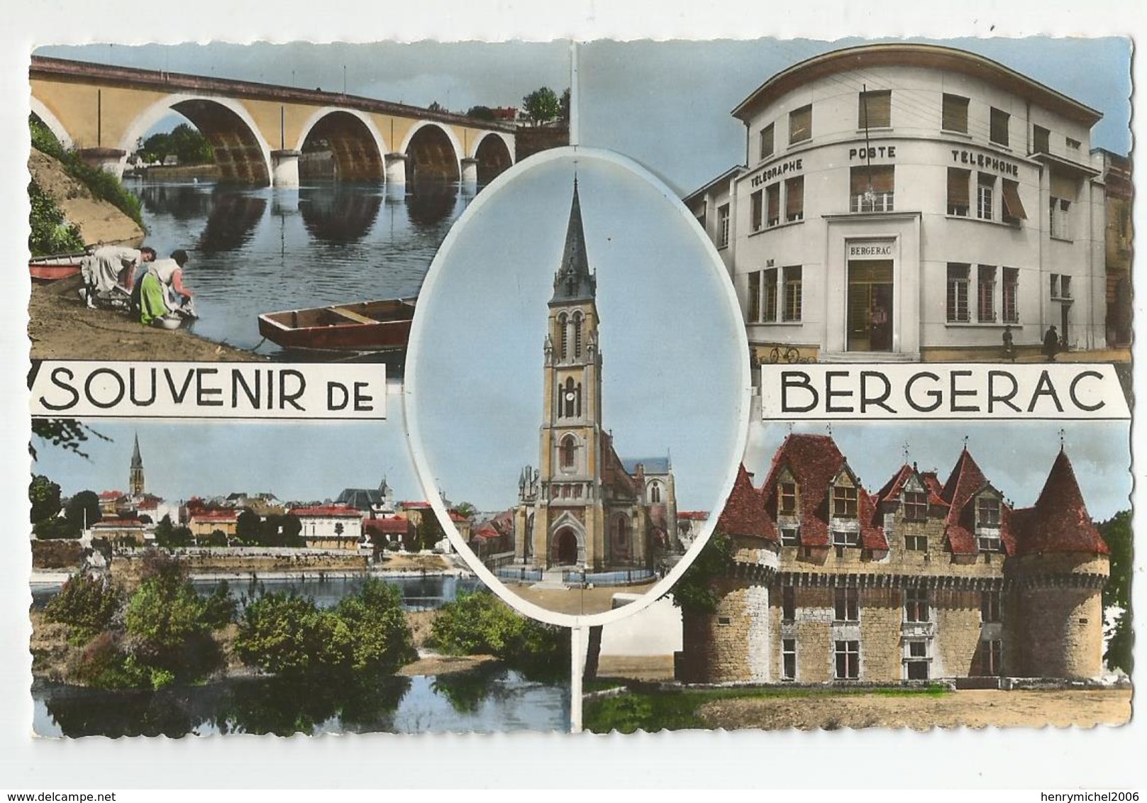 24 Souvenir De Bergerac Multi Vues Dont Poste , Laveuses Sur La Dordogne - Bergerac