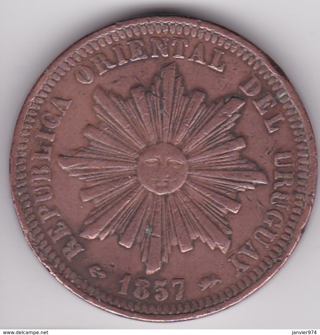 REPUBLICA ORIENTAL DEL URUGUAY. 40 CENTESIMOS 1857 D. KM# 10 - Uruguay