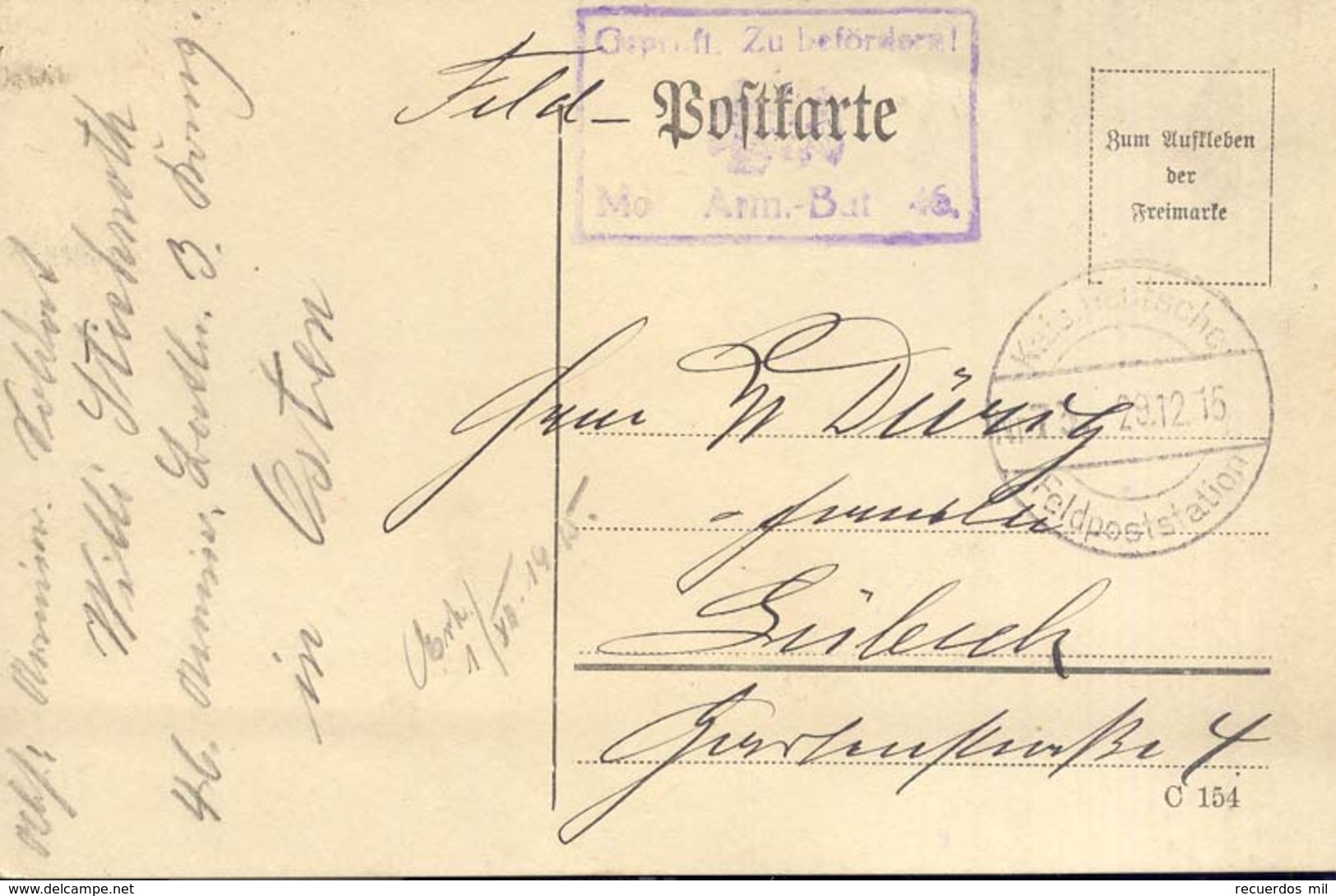 Alemania Año 1915 Tarjeta Postal Matasellos Varios Kals Deutsche - Briefe U. Dokumente