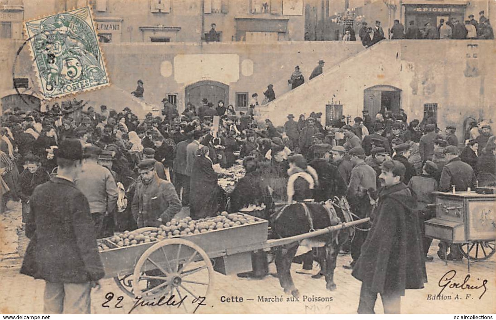 Sète Cette           34           Marché Aux Poissons. Attelage D'âne       (voir Scan) - Sete (Cette)