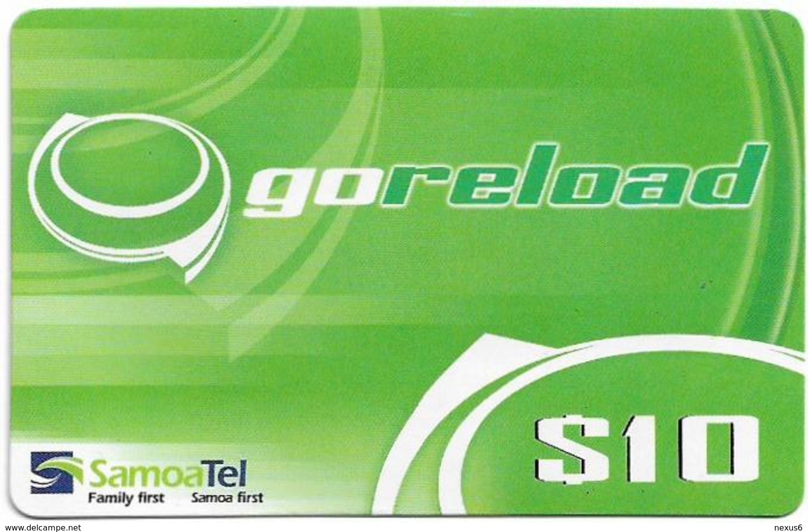 Samoa - SamoaTel - Go Reload (Green), 10Tala$, Exp.date 05.10.2008, Used - Samoa