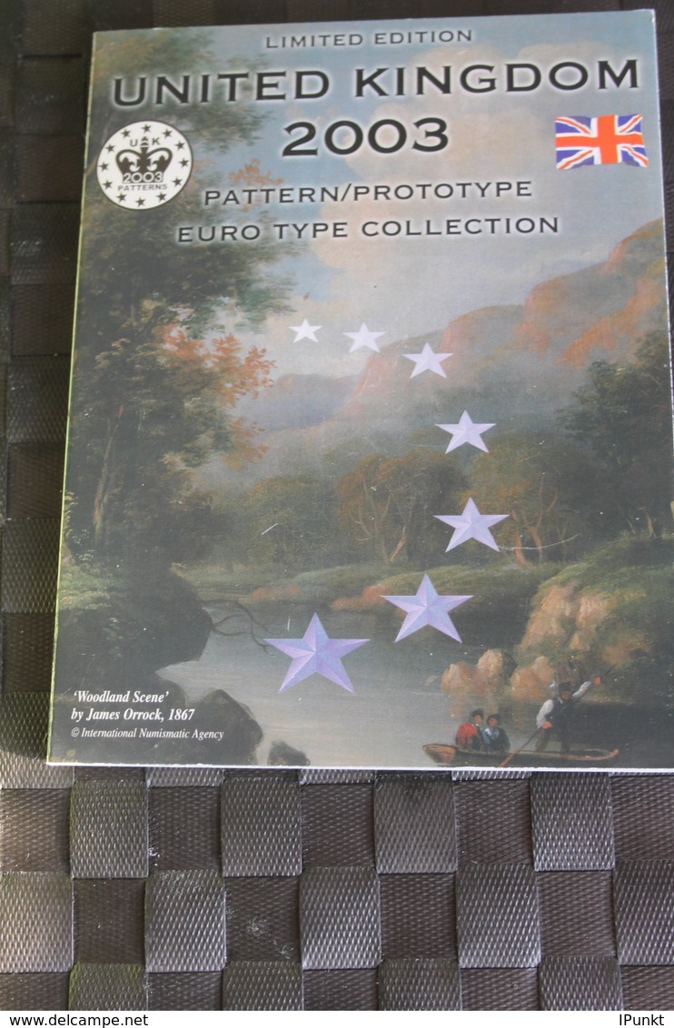 United Kingdom Kursmünzensatz 2003; EURO Pattern Set; Prototype, Probemünzen Im Folder - Variétés Et Curiosités