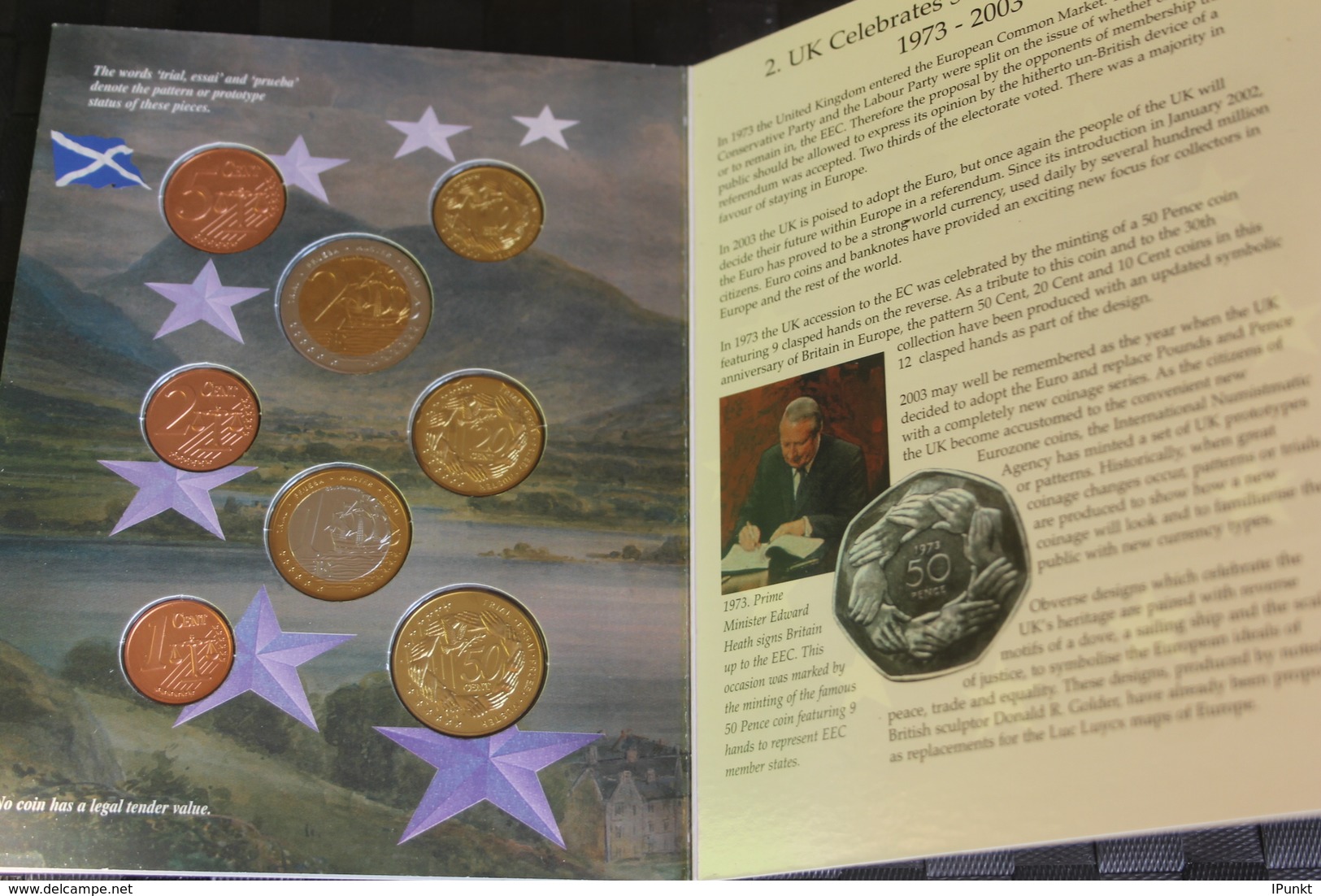 United Kingdom Kursmünzensatz 2003; EURO Pattern Set; Prototype, Probemünzen Im Folder - Errors And Oddities