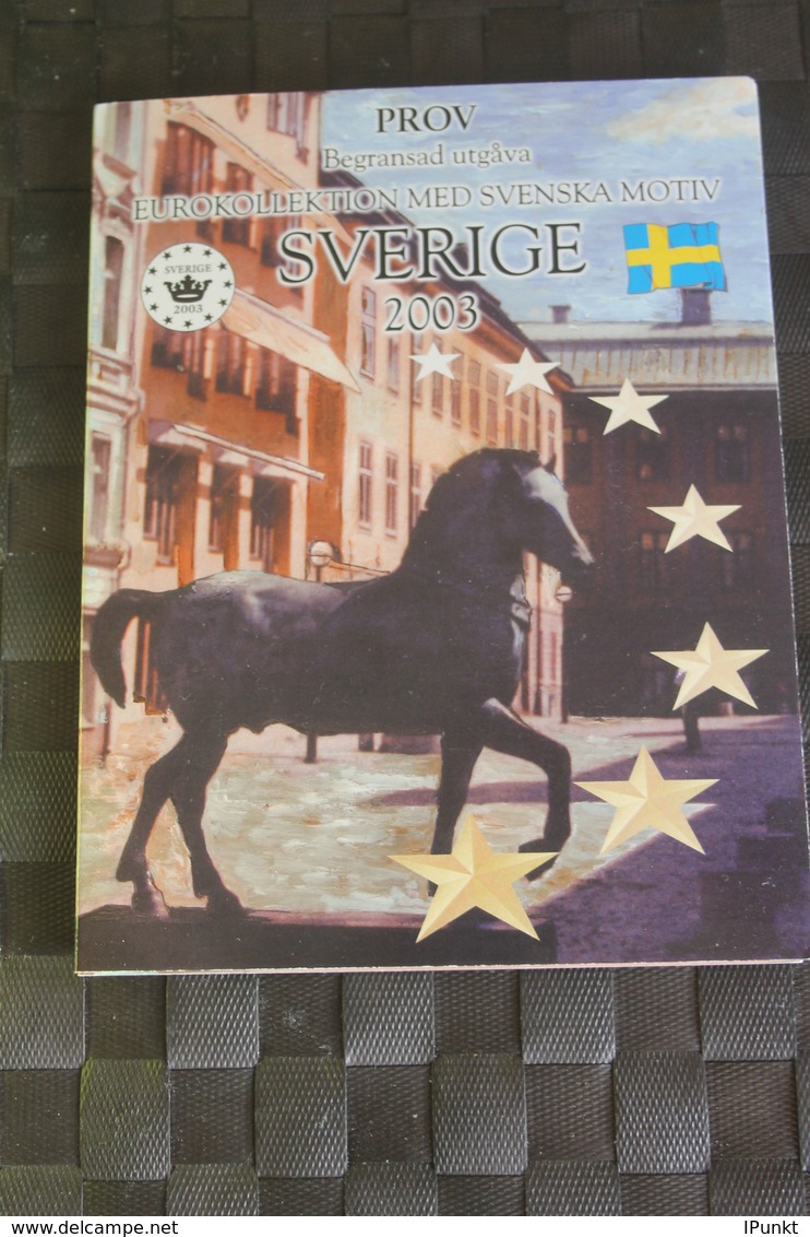 Schweden Kursmünzensatz 2003; EURO Pattern Set; Prov; Probemünzen Im Folder - Abarten Und Kuriositäten
