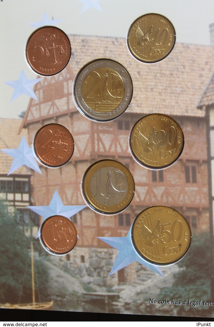 Dänemark Kursmünzensatz 2002; EURO Pattern Set; Prove, Probemünzen Im Folder - Errors And Oddities