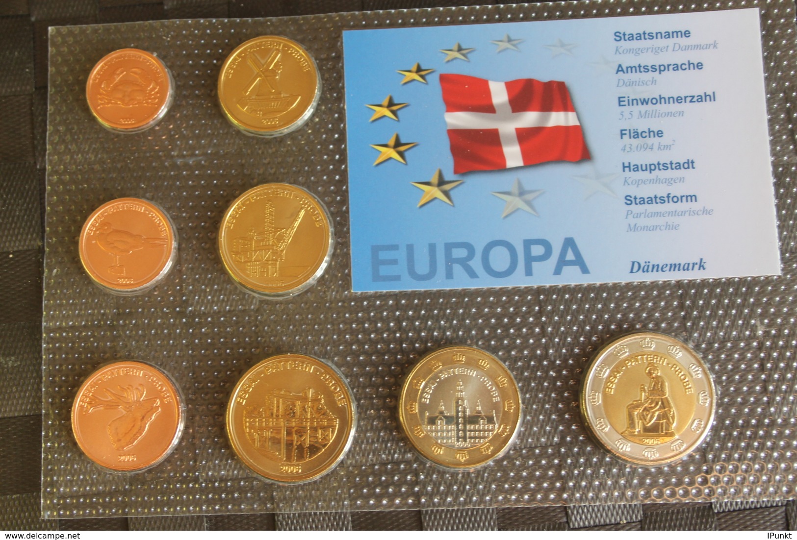 Dänemark Kursmünzensatz 2006; EURO Pattern Set; Prototype, Probemünzen Im Folder - Variétés Et Curiosités