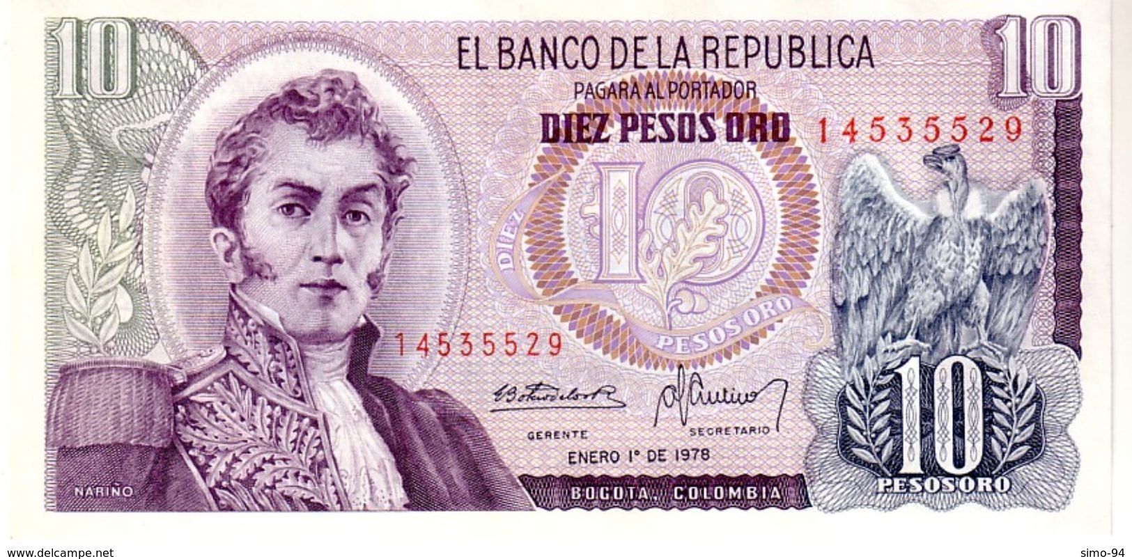 Colombia P.407 10 Pesos 1978 Unc - Kolumbien