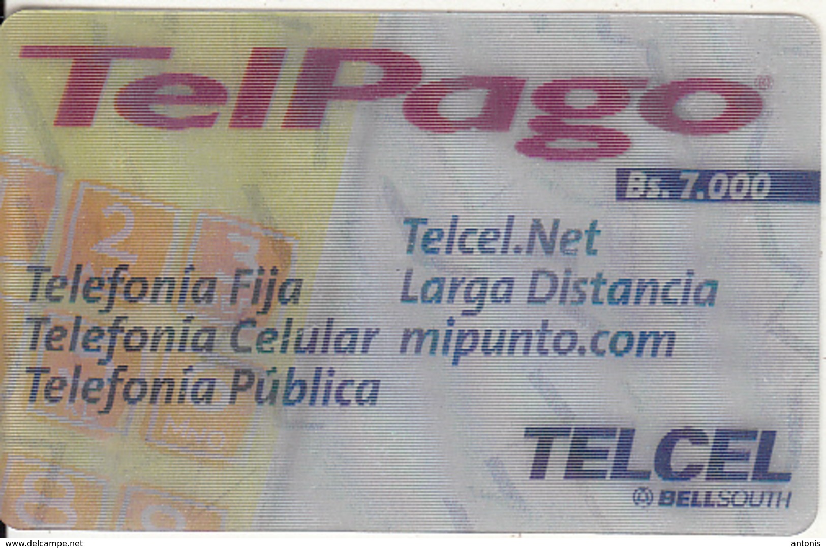VENEZUELA - Telcel Moving Prepaid Card Bs.7000, Used - Venezuela