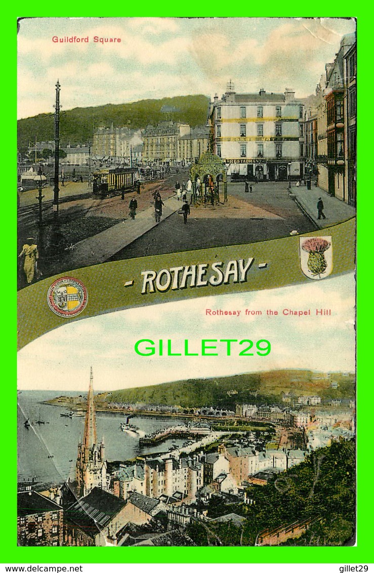 ROTHSAY, SCOTLAND - GUILDFORD SQUARE & ROTHESAY FROM THE CHAPEL HILL - WRITTEN IN 1909 - W.N, CO LTD - - Bute