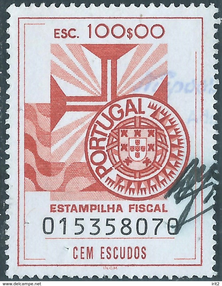 PORTUGAL Portogallo,Revenue Stamp Tasse Taxes,100$00Esc, Used - Usati