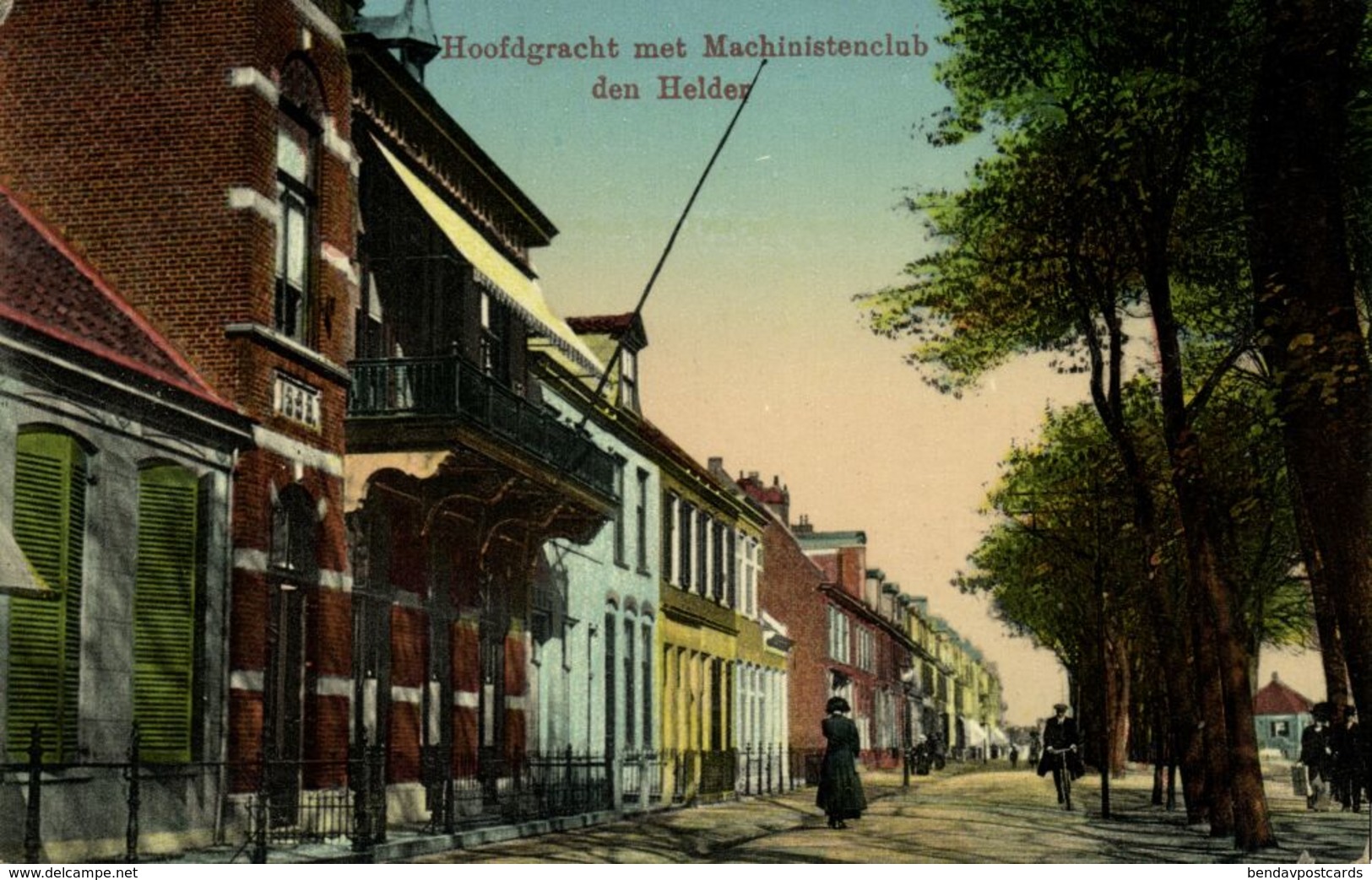 Nederland, DEN HELDER, Hoofdgracht Met Machinistenclub (1913) Ansichtkaart - Den Helder