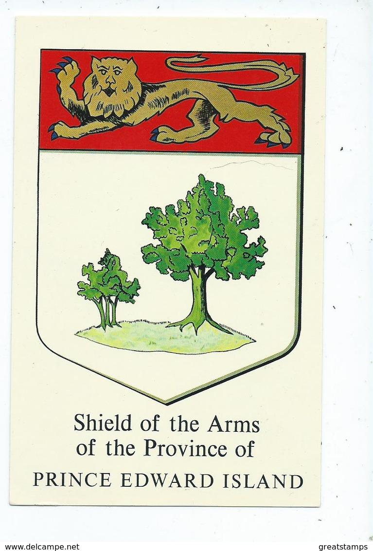 Postcard  Heraldry Prince Edward Island Shield And Arms Unused - Autres & Non Classés