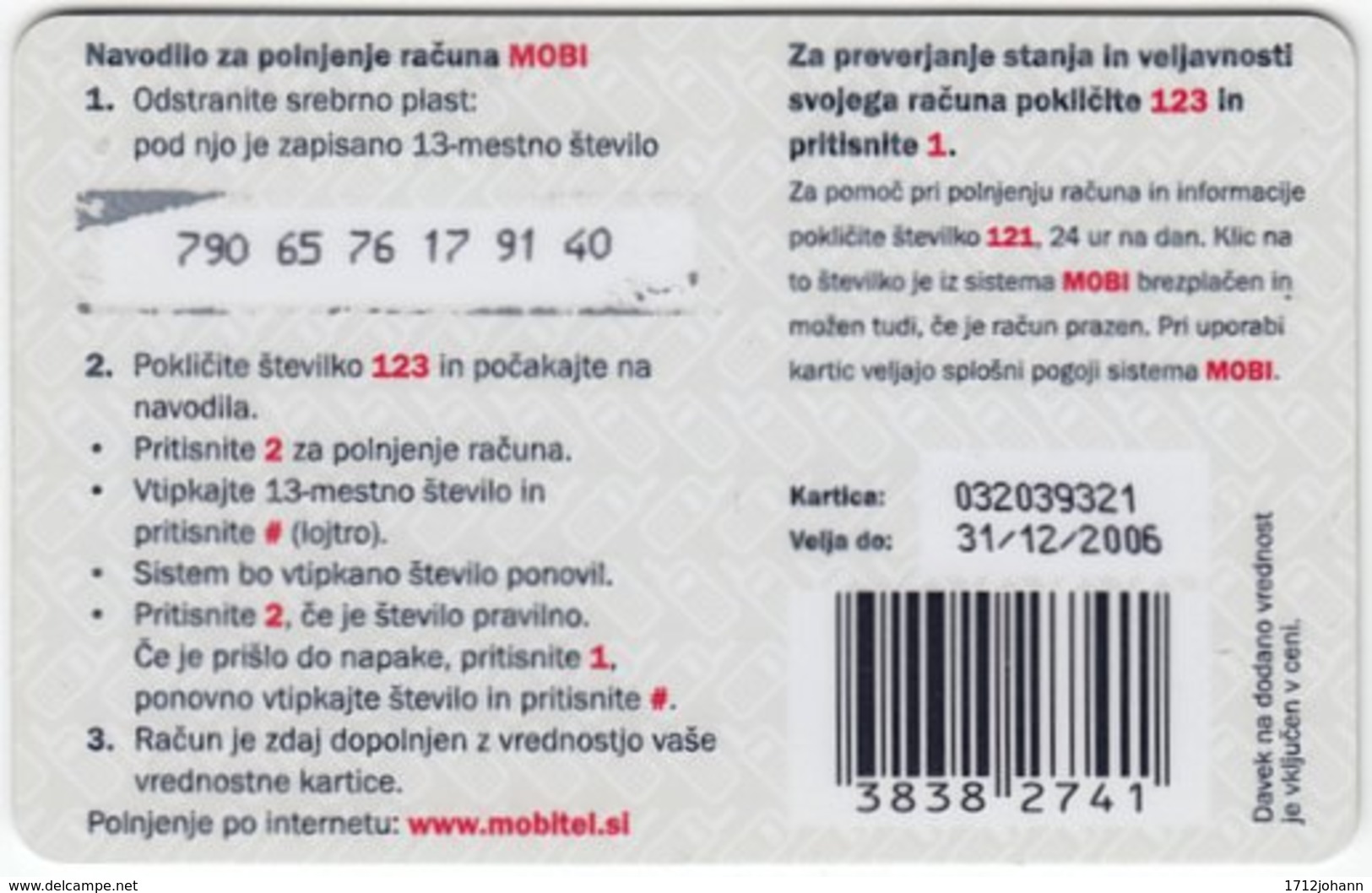 SLOVENIA B-464 Prepaid Mobi - Animal, Bird, Little Owl - Used - Slovenië