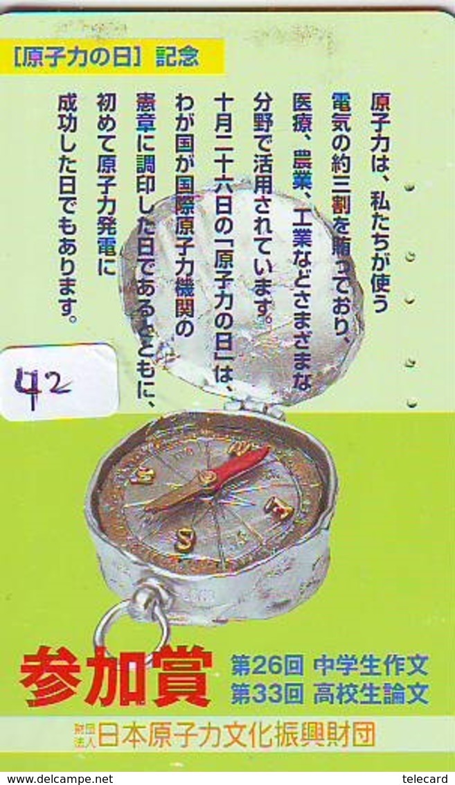 Compass Boussole Kompaß Kompas Sur Telécarte JAPAN (42) East West South North - Astronomia