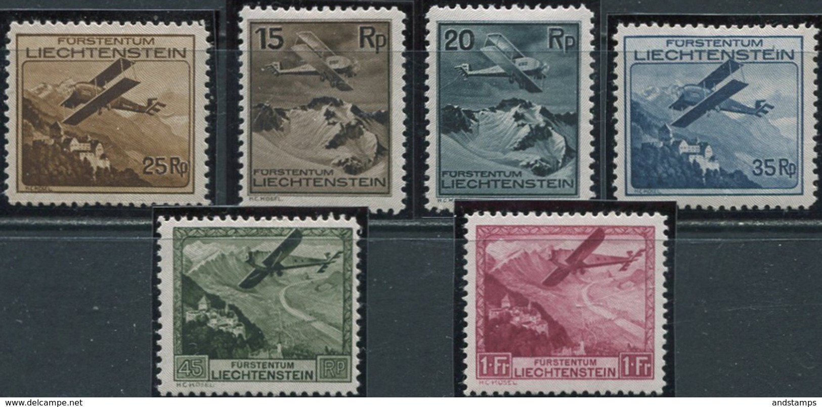 Liechtenstein 1930. Michel #108/13 MLH/Luxe. Aviation. Airplane Over Landscapes. (B-13) - Air Post