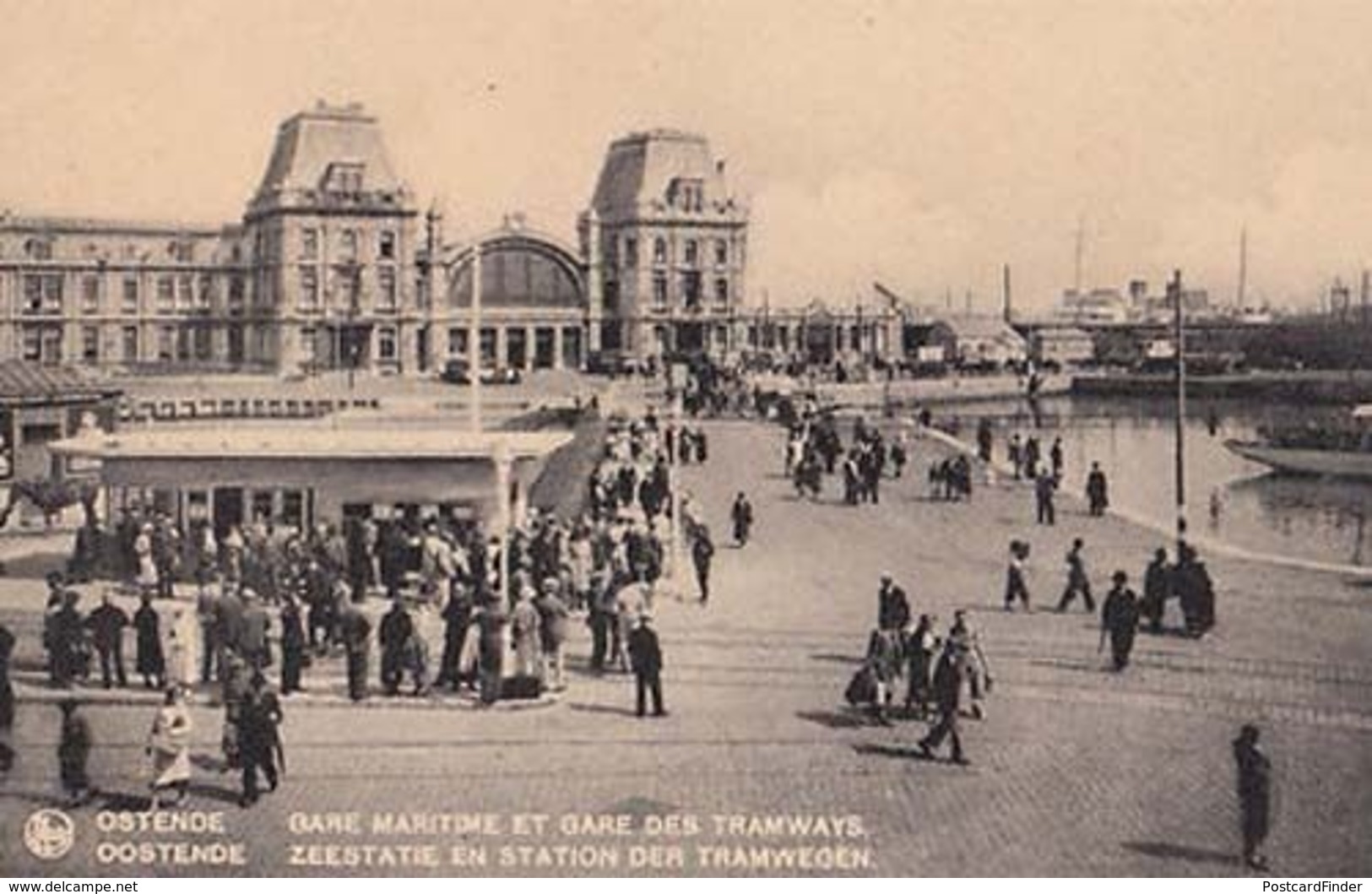 Ostende Railway Tram Train Belgium Flemish Station Tramways Antique Postcard - Other & Unclassified