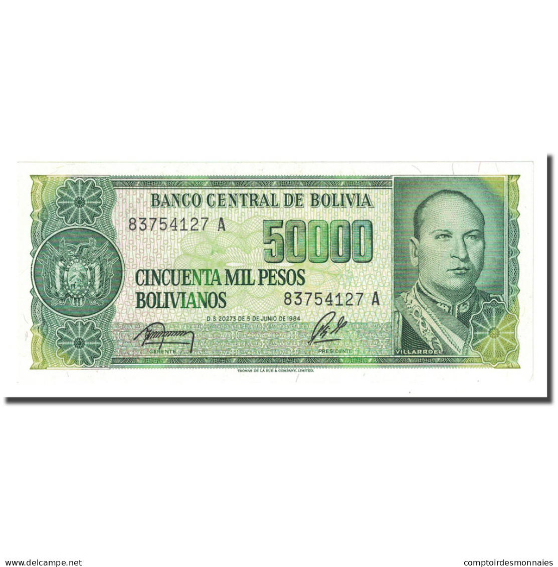 Billet, Bolivie, 50,000 Pesos Bolivianos, D.1984, 1984-06-05, KM:170a, NEUF - Bolivie