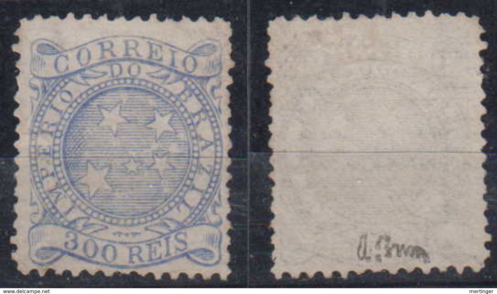 Brazil Brasil Mi# 63 (*) Mint 300R Cifra 1887 Southern Cross Signed Brunn - Ongebruikt