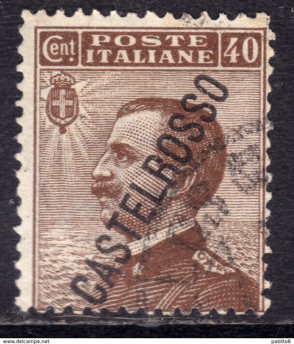 COLONIE ITALIANE CASTELROSSO 1924 SOPRASTAMPATO D'ITALIA ITALY OVERPRINTED CENT.  40c USATO USED OBLITERE' - Castelrosso