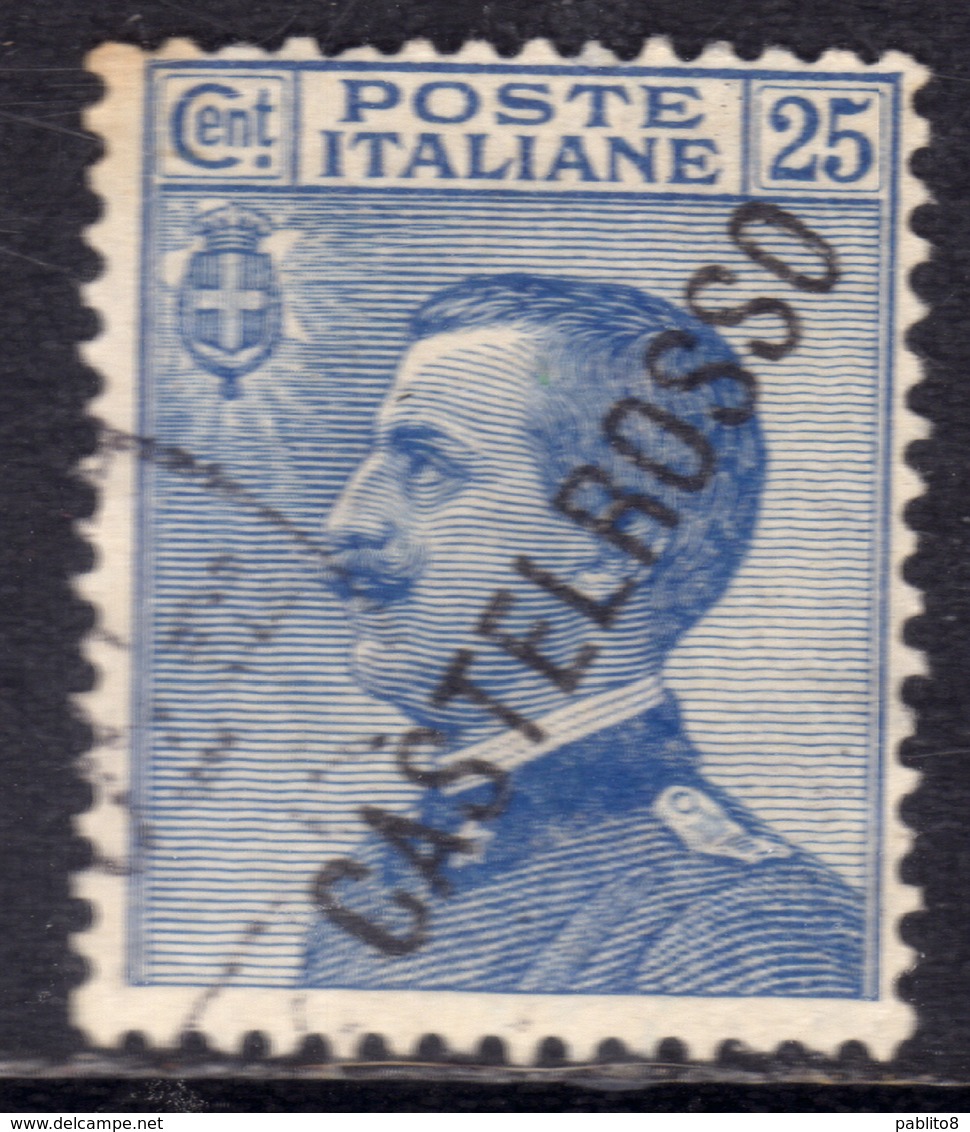 COLONIE ITALIANE CASTELROSSO 1924 SOPRASTAMPATO D'ITALIA ITALY OVERPRINTED CENT. 25c USATO USED OBLITERE' - Castelrosso