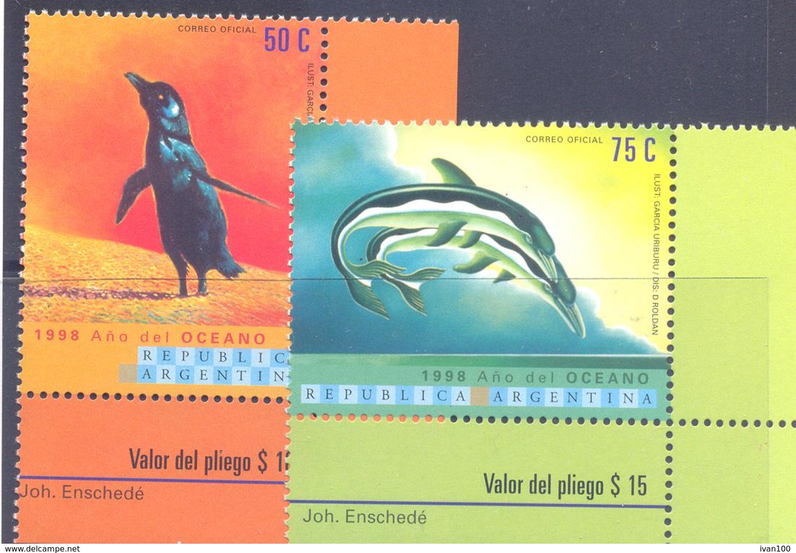 1998. Argentina, Ocean  Fauna, 2v, Mint/** - Unused Stamps