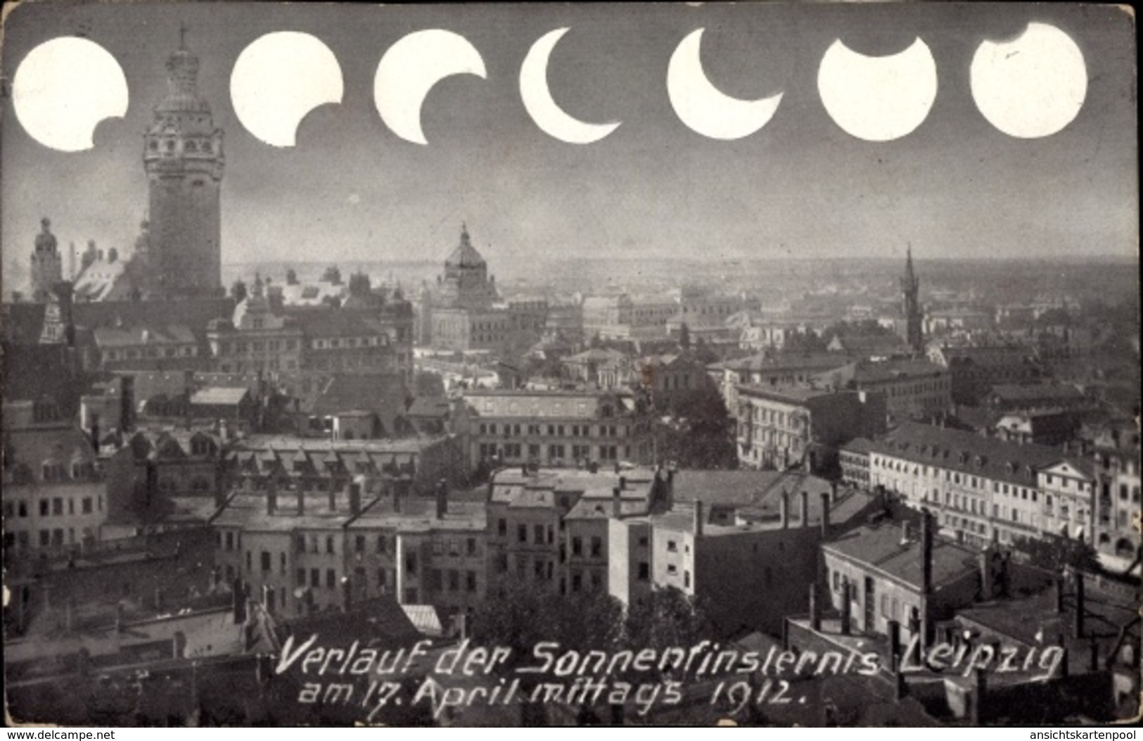 Cp Leipzig In Sachsen, Sonnenfinsternis 17 April 1912 - Autres & Non Classés