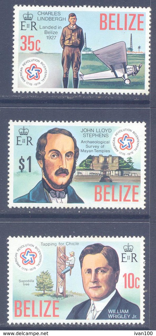 1976. Belize, 200y Of American Revolution, 3v, Mint/** - Belize (1973-...)