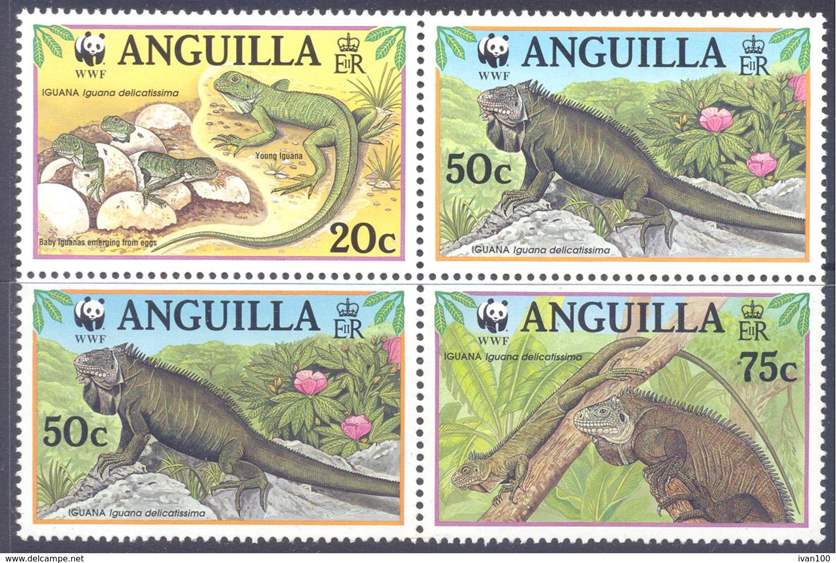 1997. Anguilla, WWF, Iguana, 4v, Mint/** - Anguilla (1968-...)