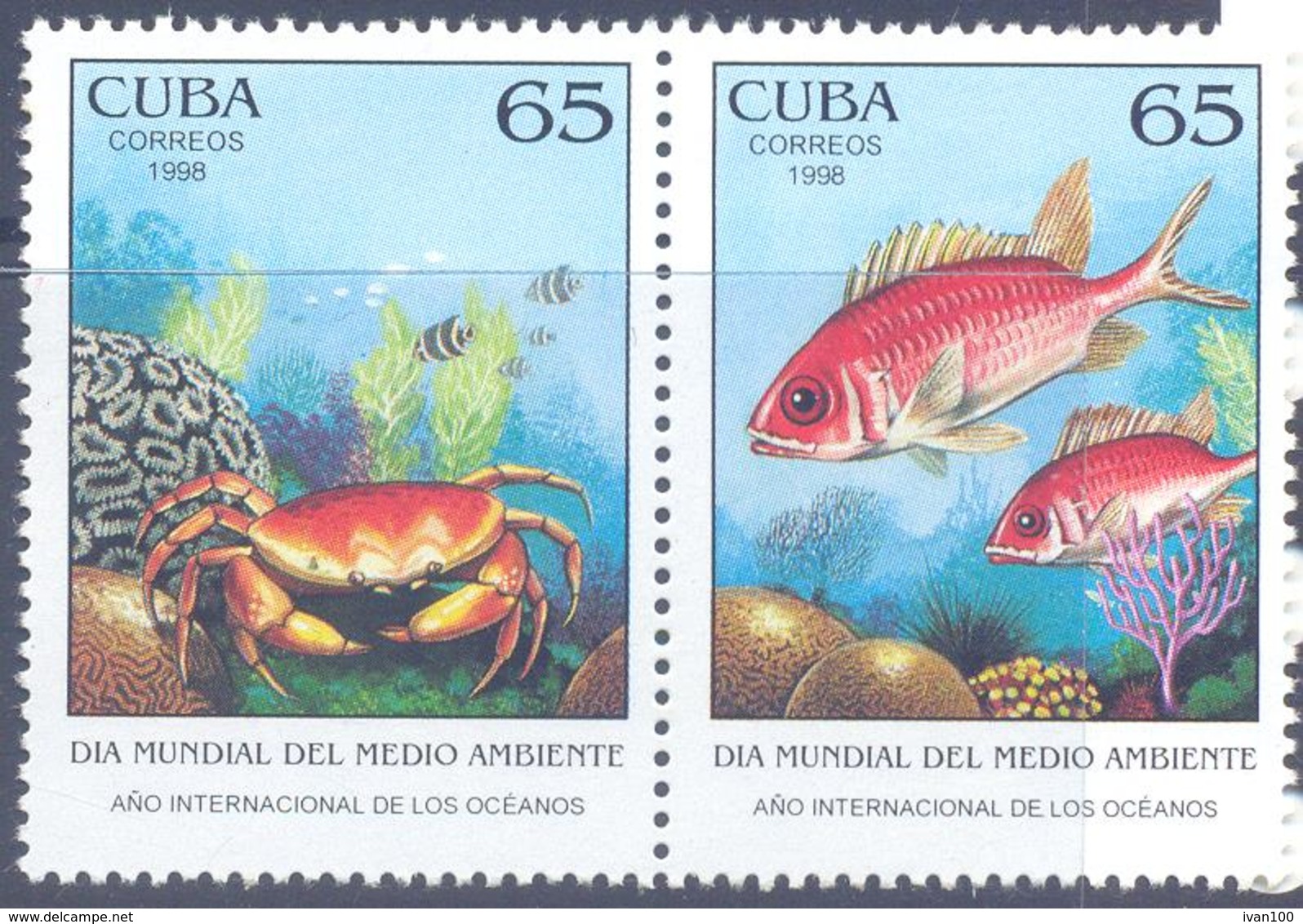 1998. Cuba, Marine Life, 2v, Mint/** - Unused Stamps