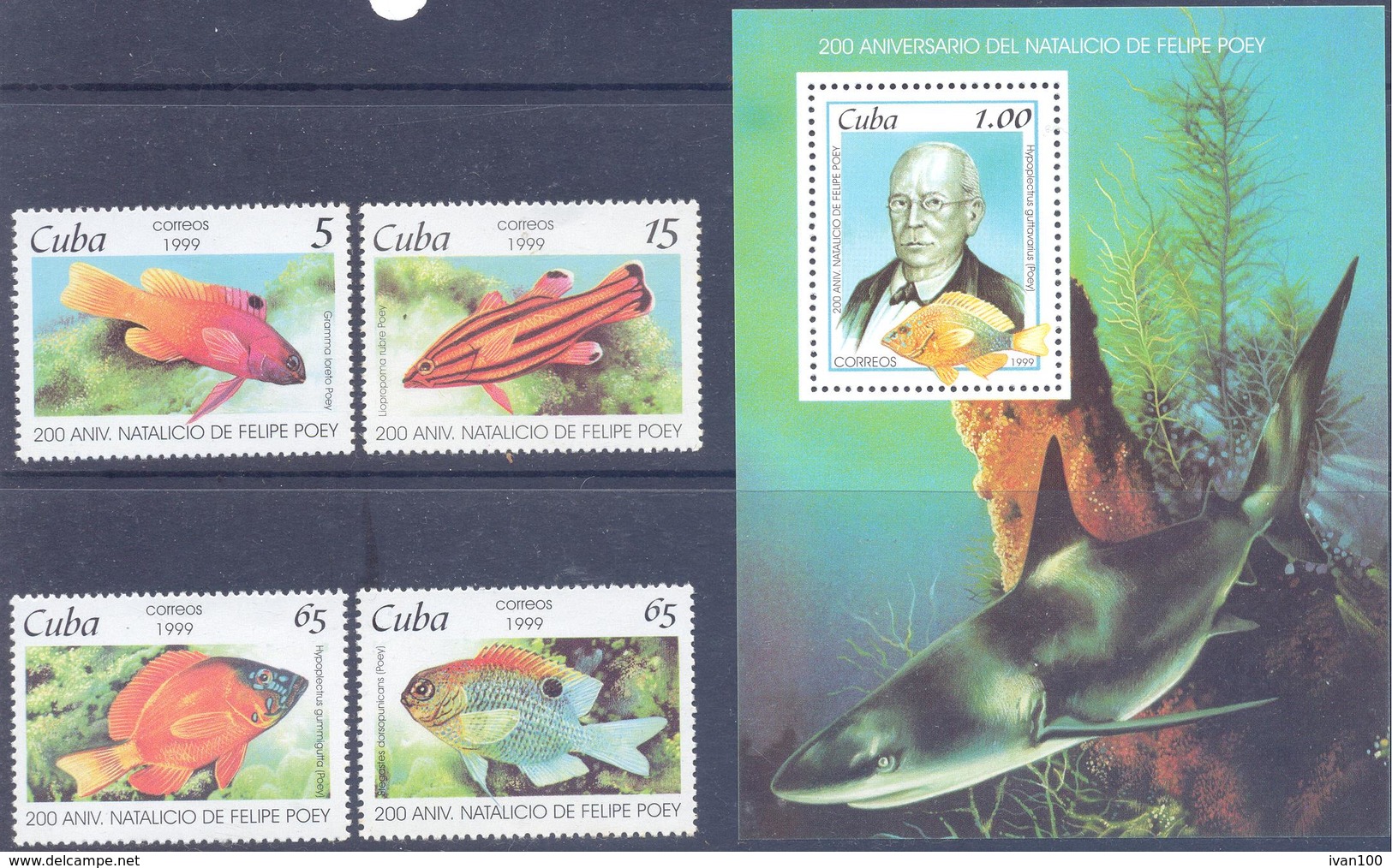 1999. Cuba, Marine Life, 4v + S/s, Mint/** - Neufs