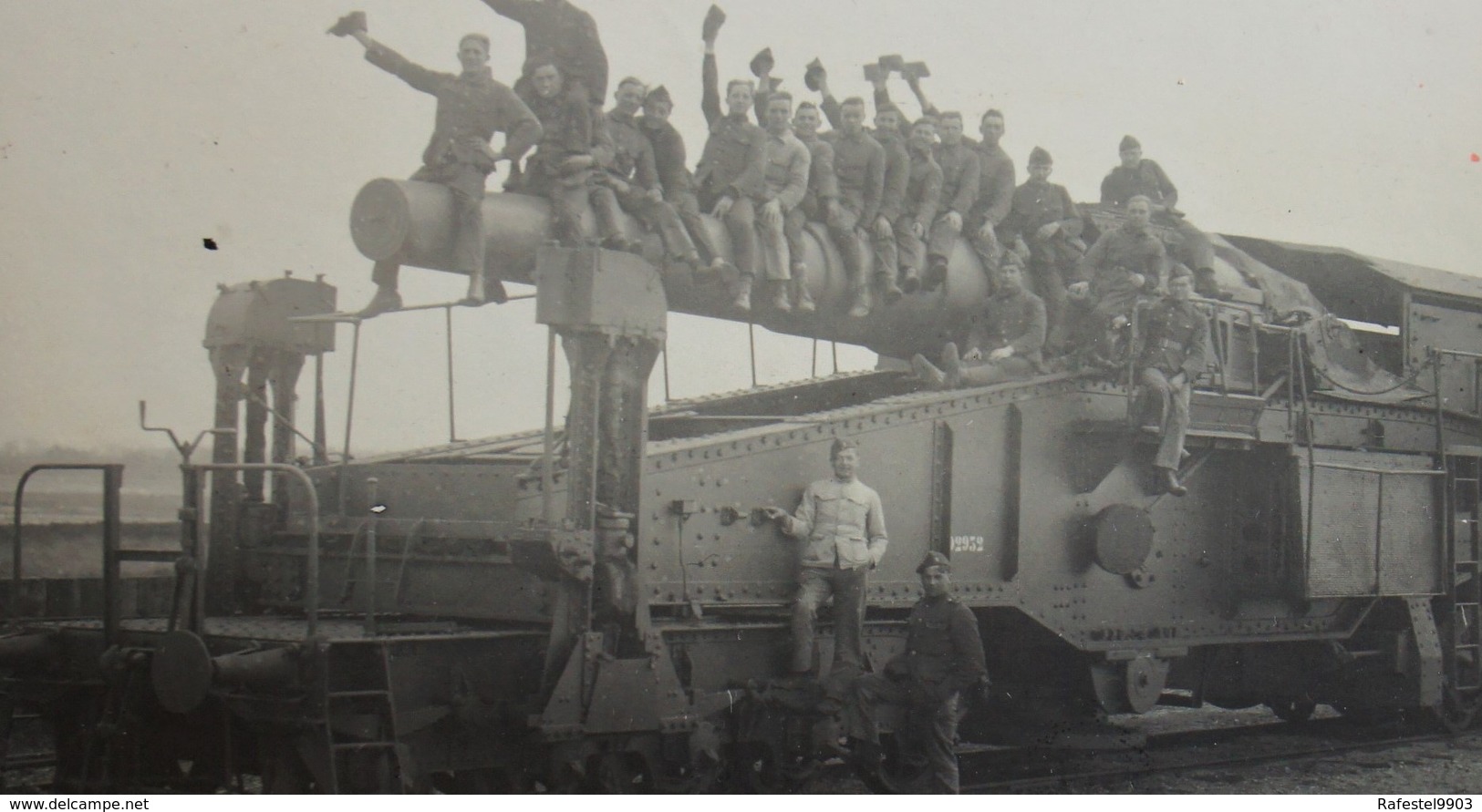 Photo ABL RAILWAY Railroad HEAVY GUN SK L/40 Bruno 280mm Artillerie Sur Voie Ferrée BRASSCHAAT 1927 Train Trein - Guerre, Militaire