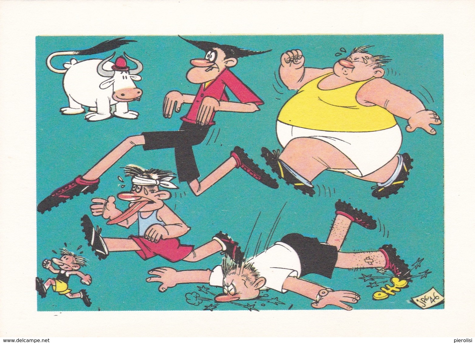 (TEM072) - GLI SPORT SECONDO JACOVITTI - SERIE 5 CARTOLINE (1946 - 1947) - Humour