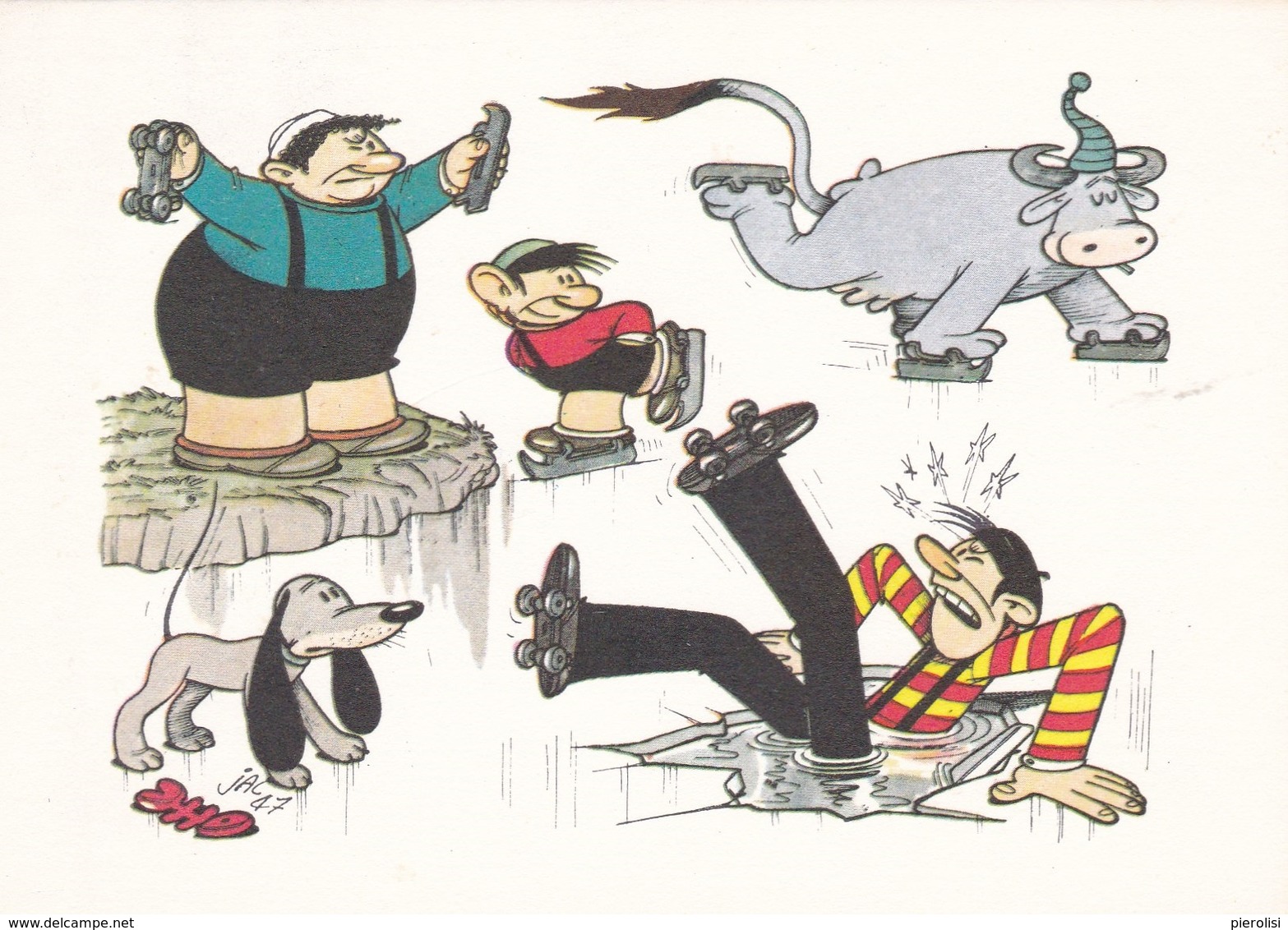 (TEM074) - GLI SPORT SECONDO JACOVITTI - SERIE 5 CARTOLINE (1946 - 1947) - Humour