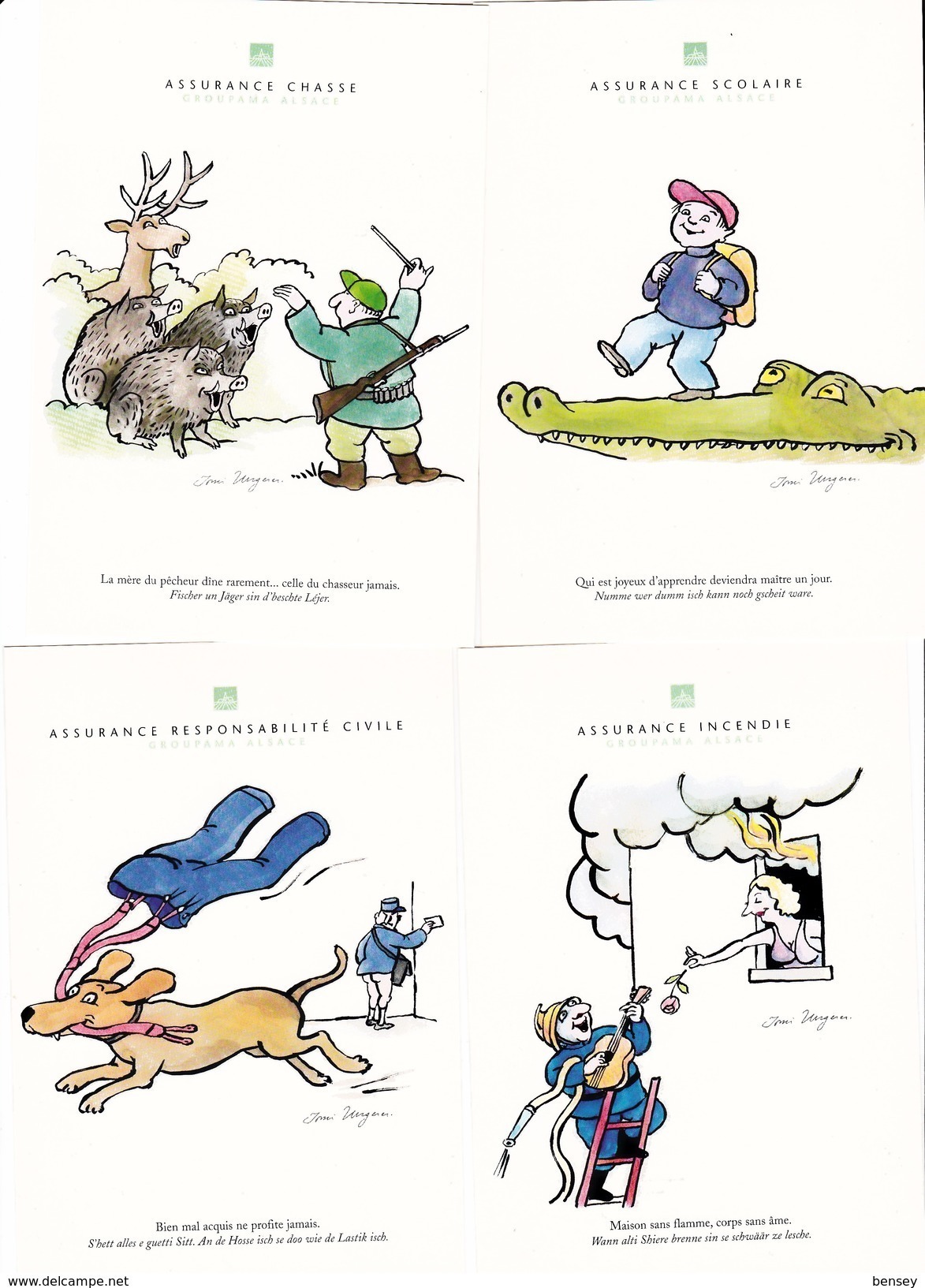 Tomi Ungerer , Lot De 14 Cartes , Pour Groupama Alsace , Humour - Ungerer