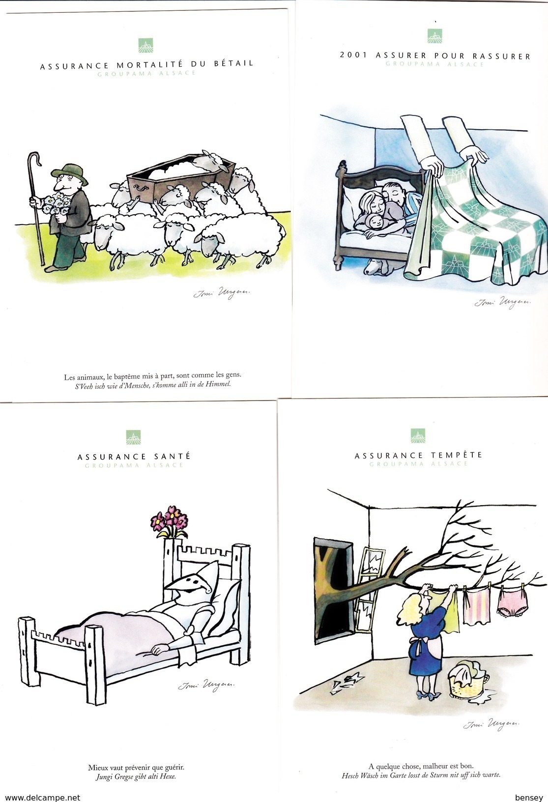 Tomi Ungerer , Lot De 14 Cartes , Pour Groupama Alsace , Humour - Ungerer