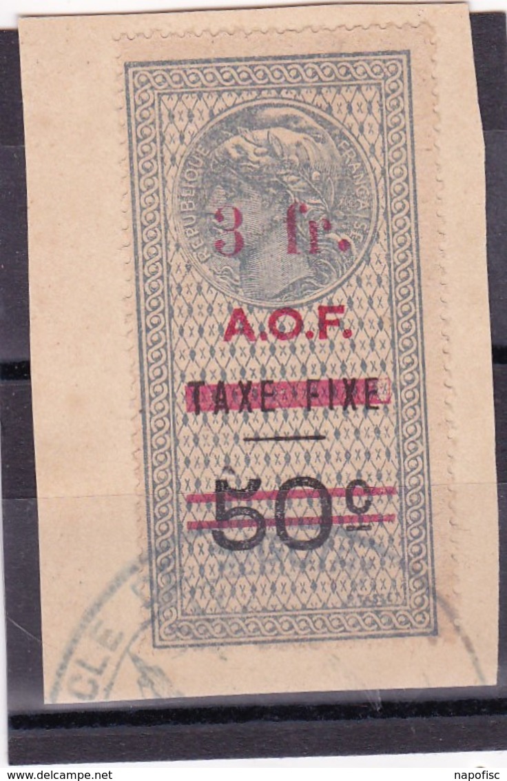 Timbre Fiscal A.O.F Médaillon De Tasset Grand Format 3 Francs/ 50 C - Gebraucht