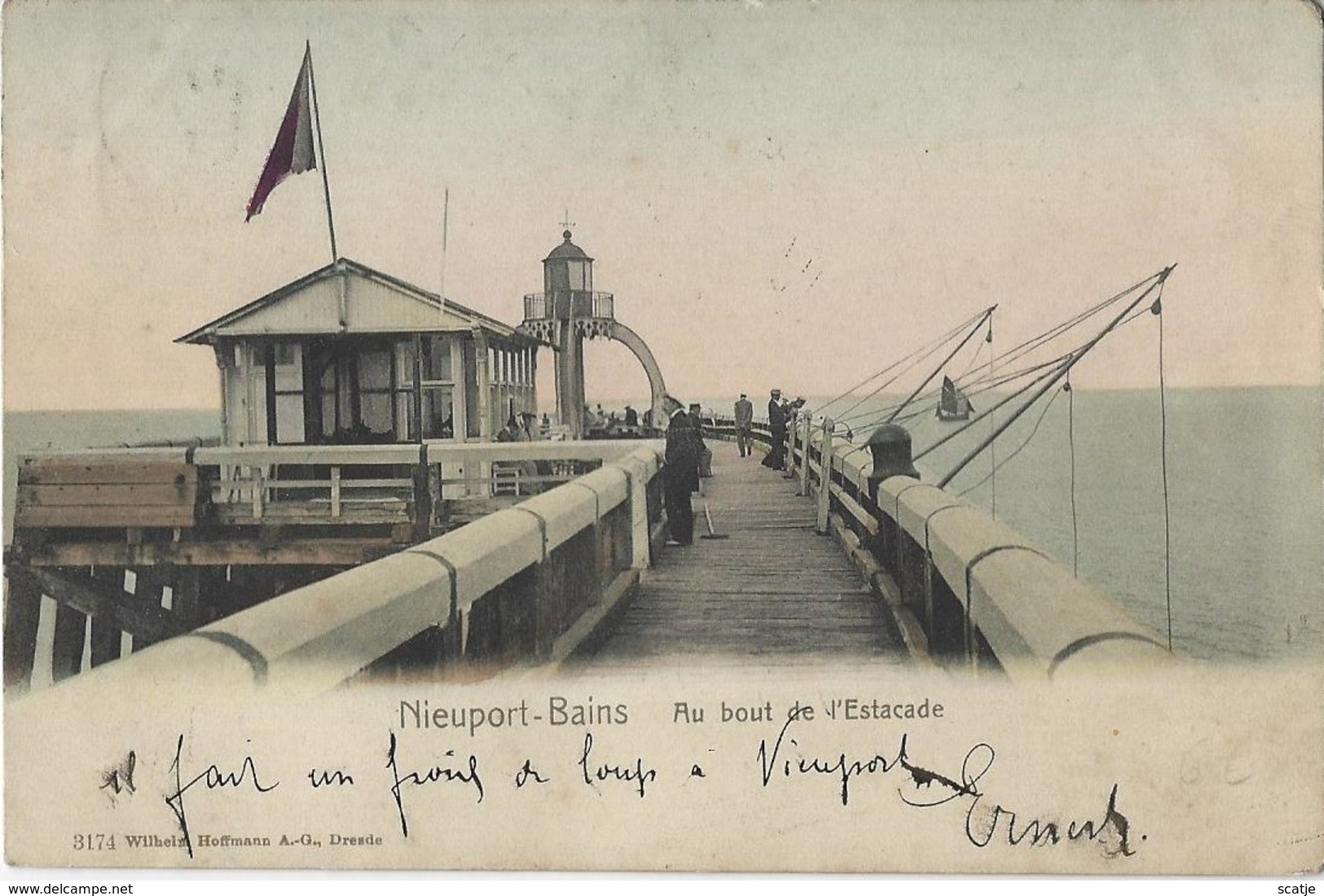 Nieuport-Bains   -    Au Bout Du L'Estacade.   -   1907   Naar   Bruxelles - Nieuwpoort