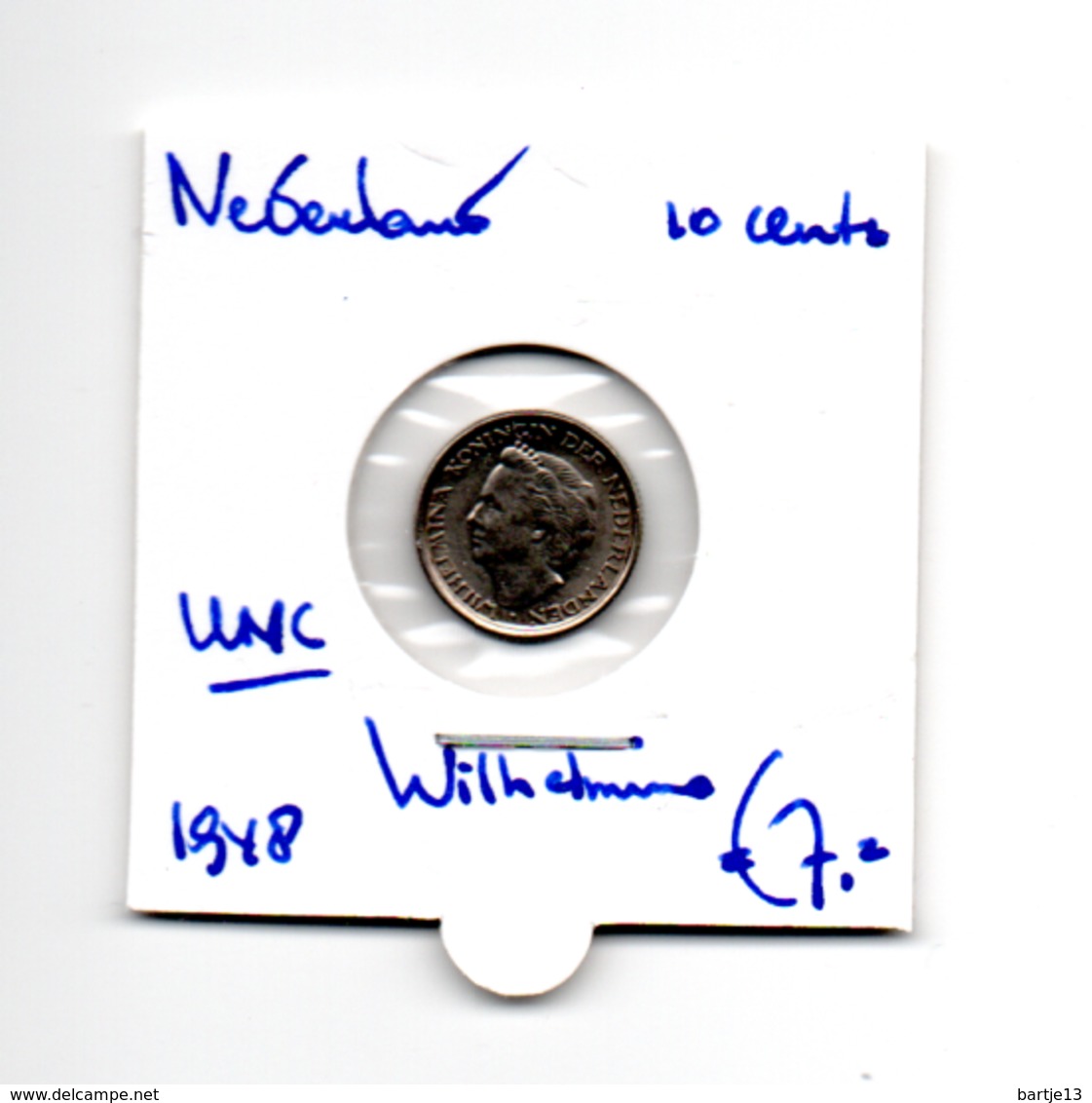 NEDERLAND 10 CENT 1948 WILHELMINA UNCIRCULATED - 10 Cent