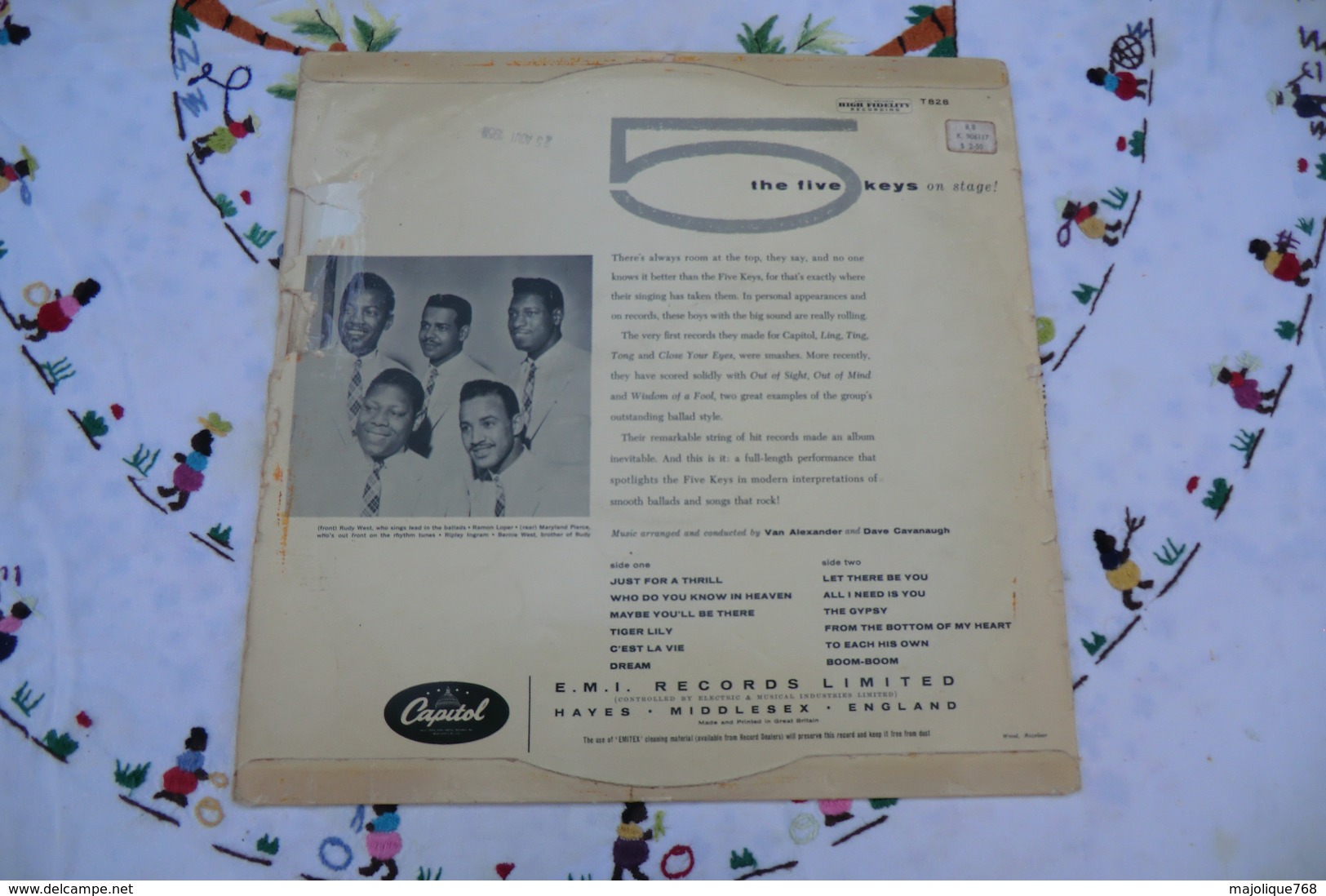 Disque De The Five Keys - On Stage ! - Capitol T 828 - 1957 - Soul - R&B