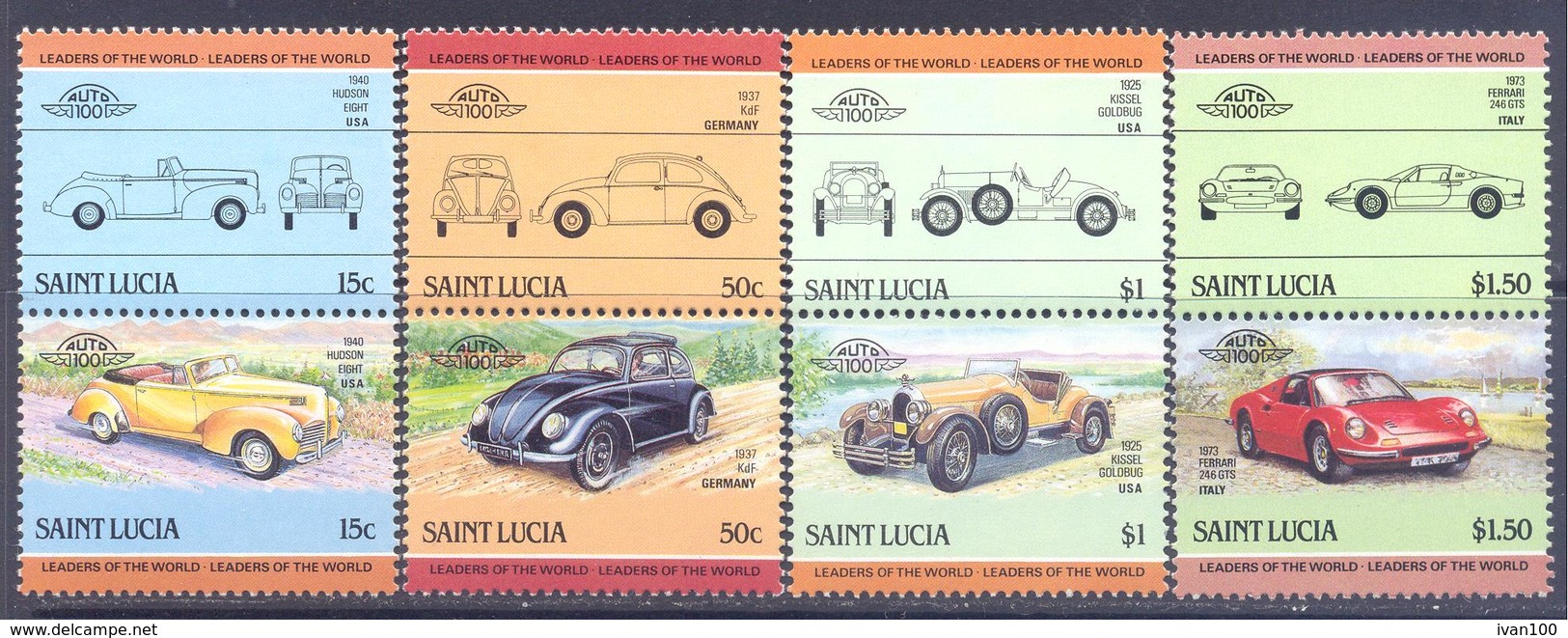 1985. St. Lucia, Cars, 8v, Mint/** - St.Lucia (1979-...)