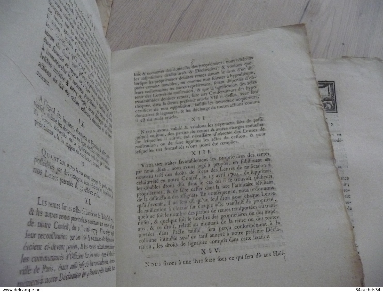 Déclaration Du Roi 28/08/1787 Règlement Lettres Ratification Actes Propriétés - Decrees & Laws