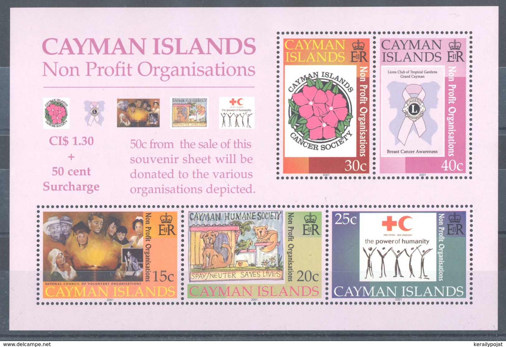 Cayman Islands - 2001 Humanitarian Aid Block MNH__(TH-7772) - Cayman (Isole)