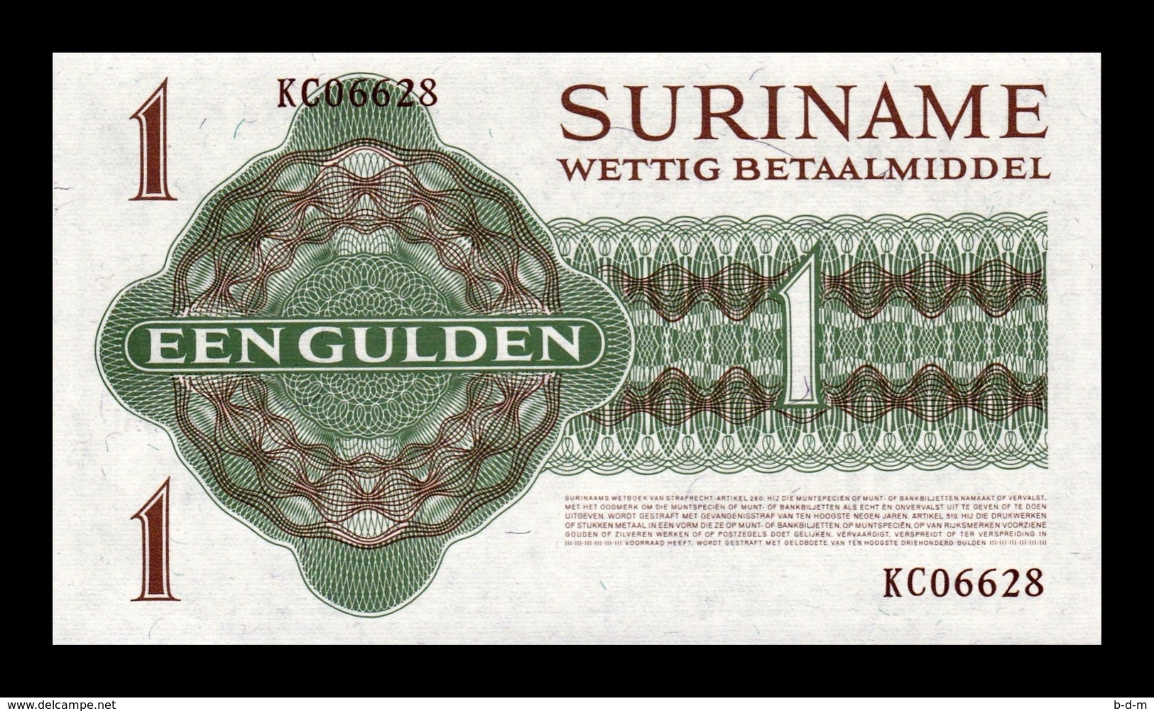 Surinam Suriname 1 Gulden 1974 Pick 116d SC UNC - Suriname