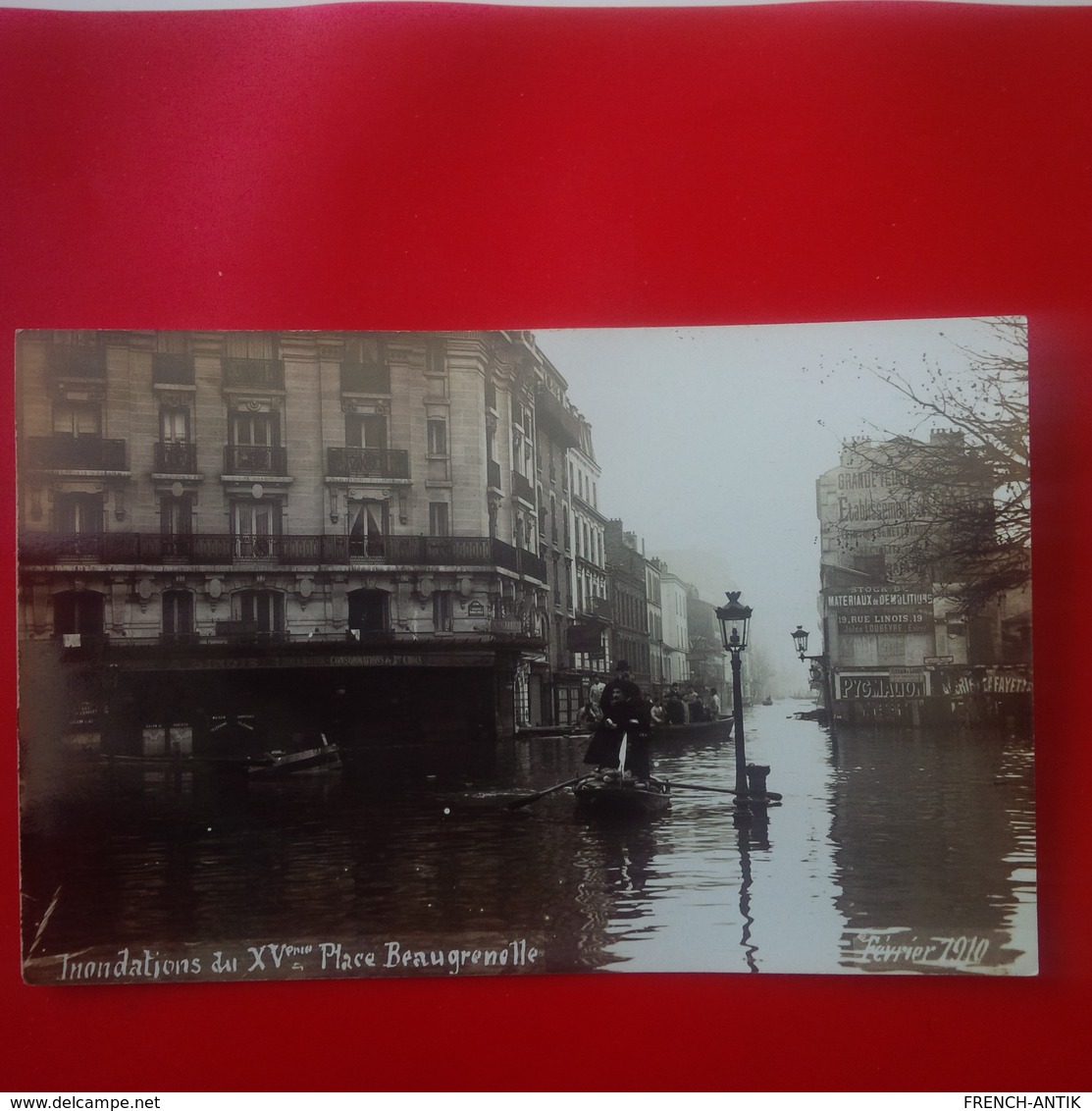 CARTE PHOTO PARIS INONDATION DU XV PLACE BEAUGRENELLE - Überschwemmung 1910