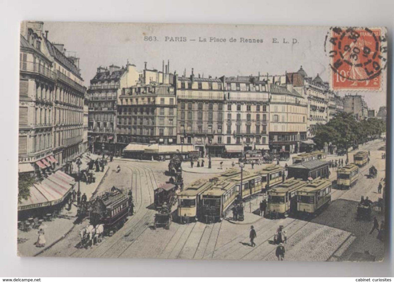 PARIS - 1910 - La Place De Rennes - TRAMWAYS - Omnibus - Colorisée - Animée - Arrondissement: 06