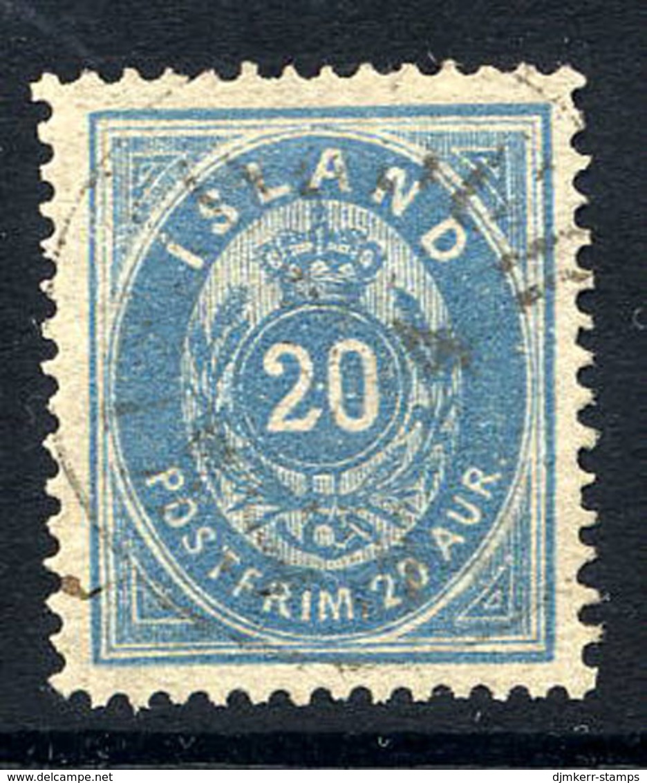 ICELAND 1882 20 Aurar Grey-blue Perforated 14 X 13½, Fine Used. Michel 14Aa, SG 22a. - Usati