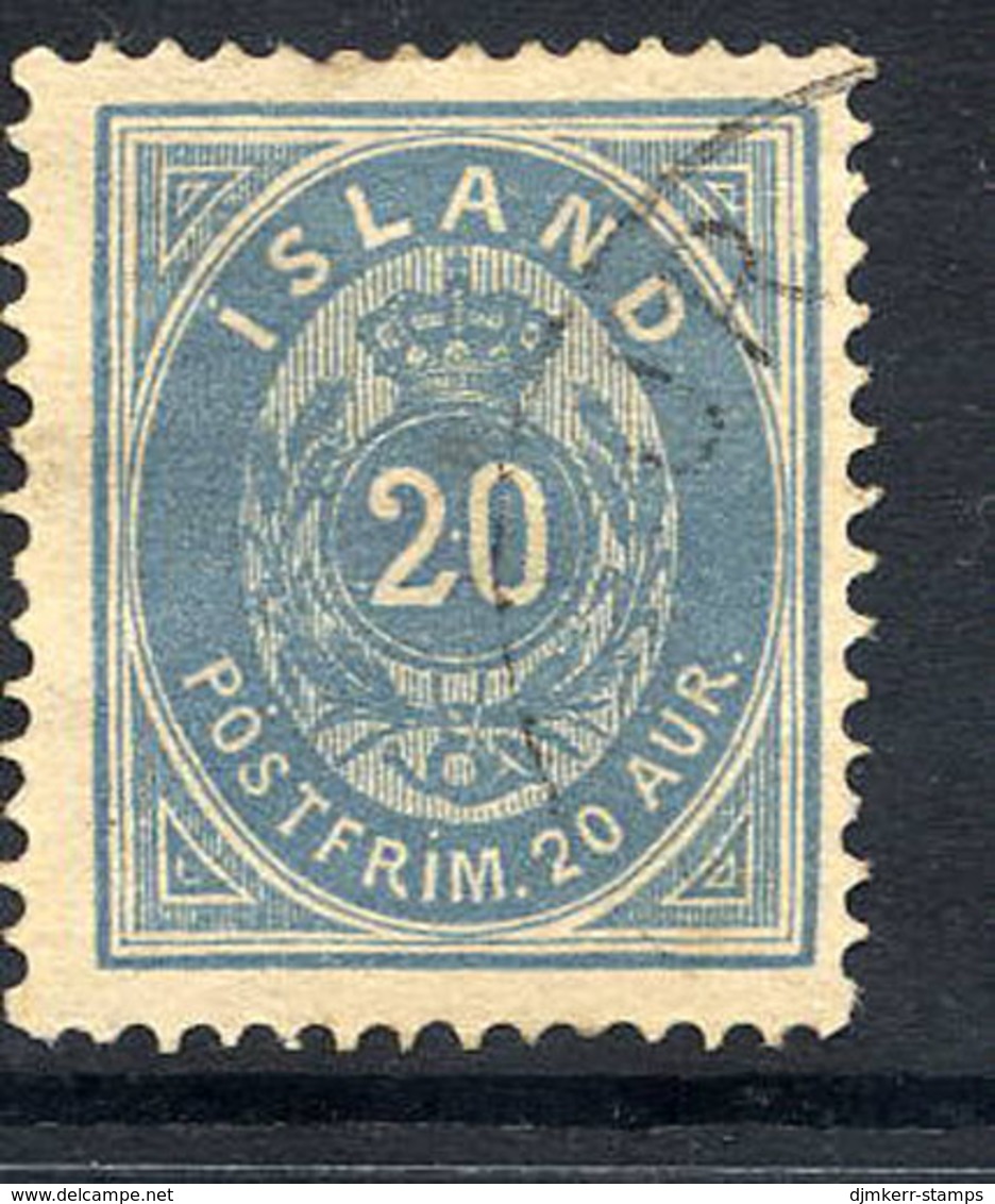 ICELAND 1882 20 Aurar Grey-blue Perforated 14 X 13½, Fine Used. Michel 14Aa, SG 22a. - Usati